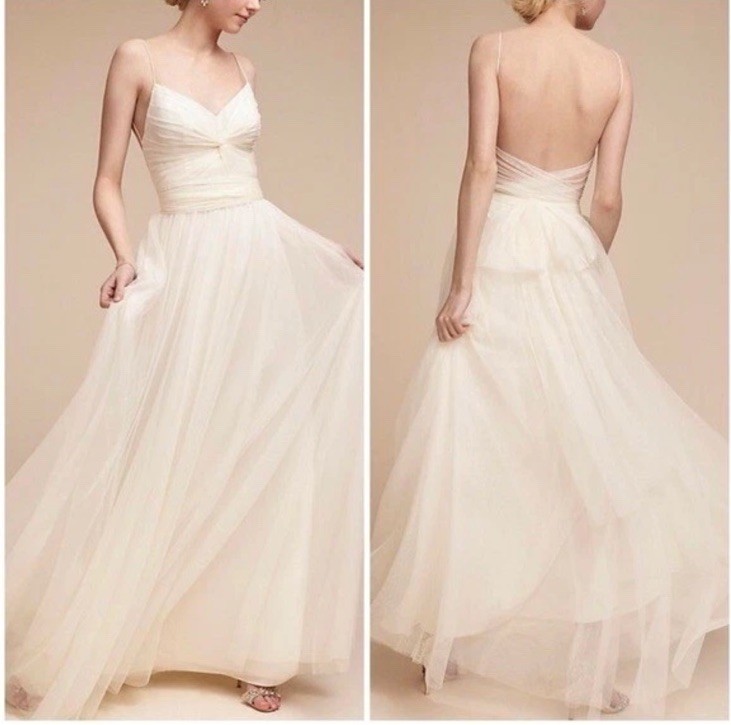 NWT Watters & Watters Tinsley Dress Ivory White Tulle Wedding Tie Back Sz 0