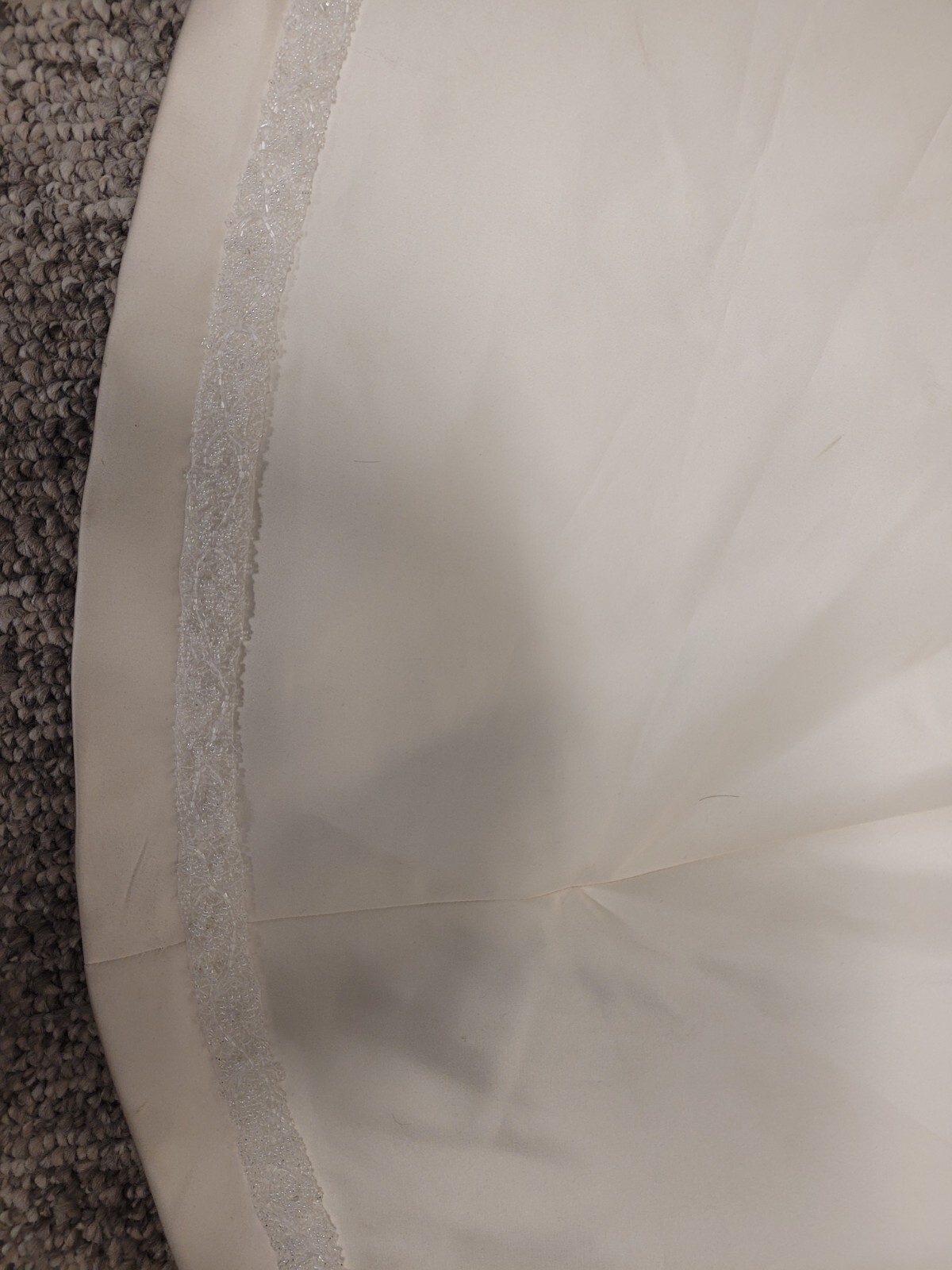 Monique Luo, Size 8, Ivory White, Satin, A-line, Beaded Empire Bodice, Straps