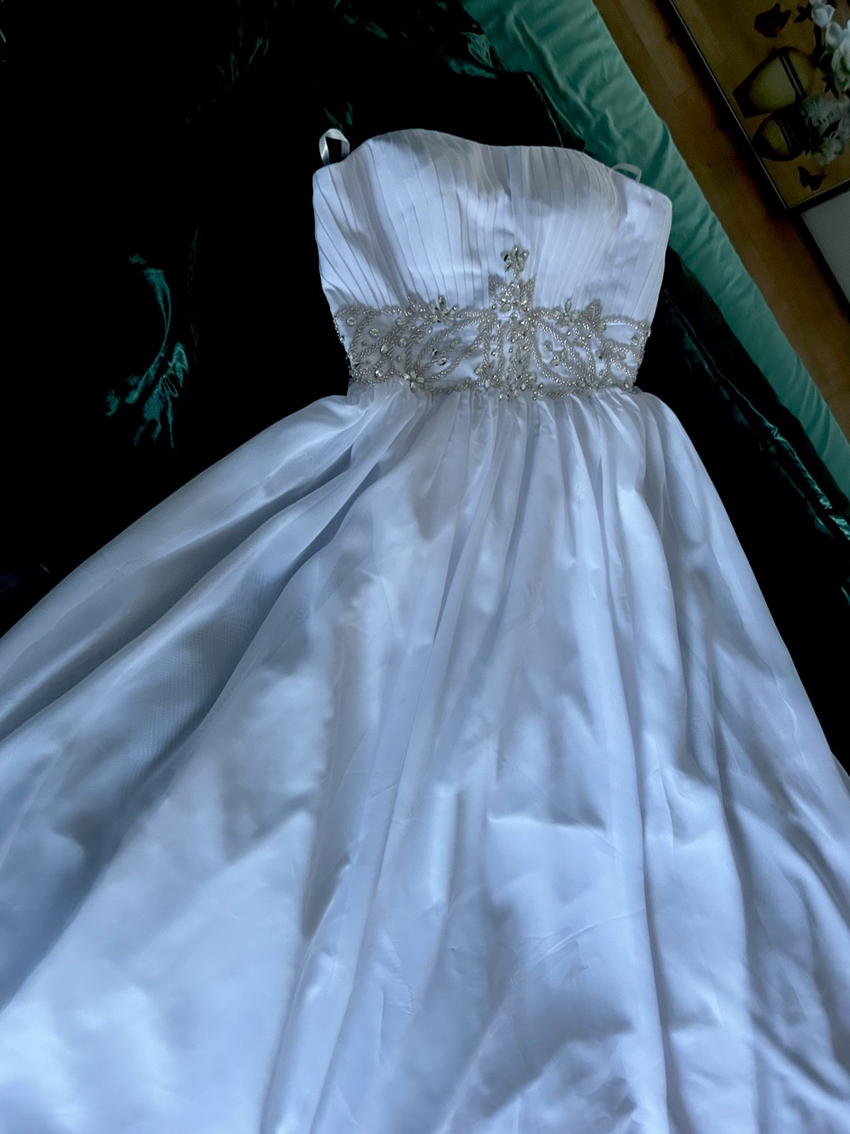 Wedding dress white size 36 S A-line strapless beading New