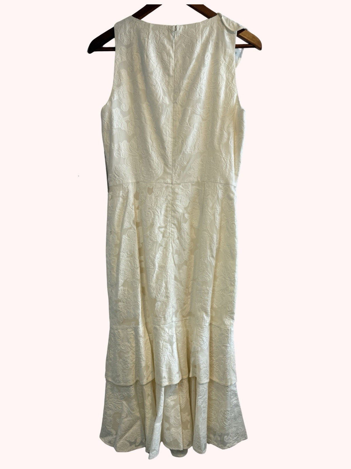 Tiered Ruffle Midi Dress Size 6 Wedding Shower Antonio Melani Ivory Jacquard NWT