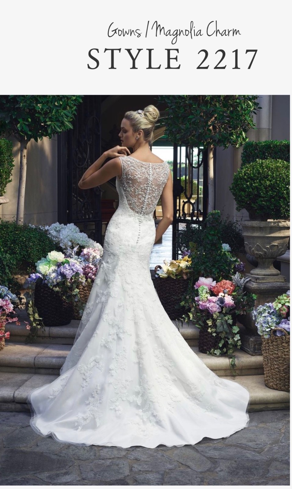 Casablanca Bridal Full A-line gown with non-beaded lace appliqués Size 14 $750
