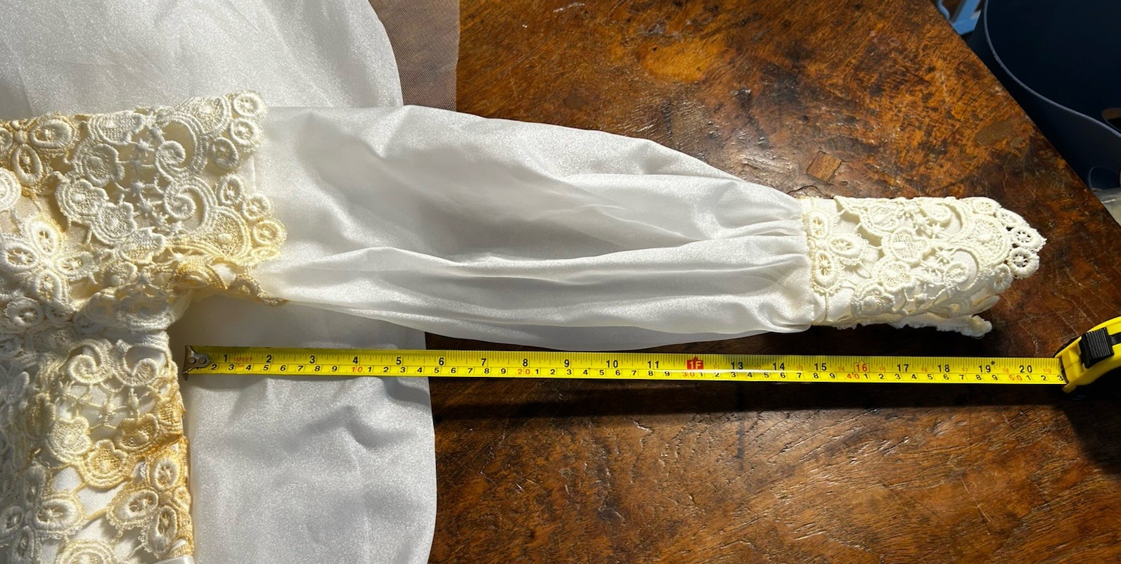 Beautiful Vintage Wedding Dress With Veil, train, lace, back buttons and zipper