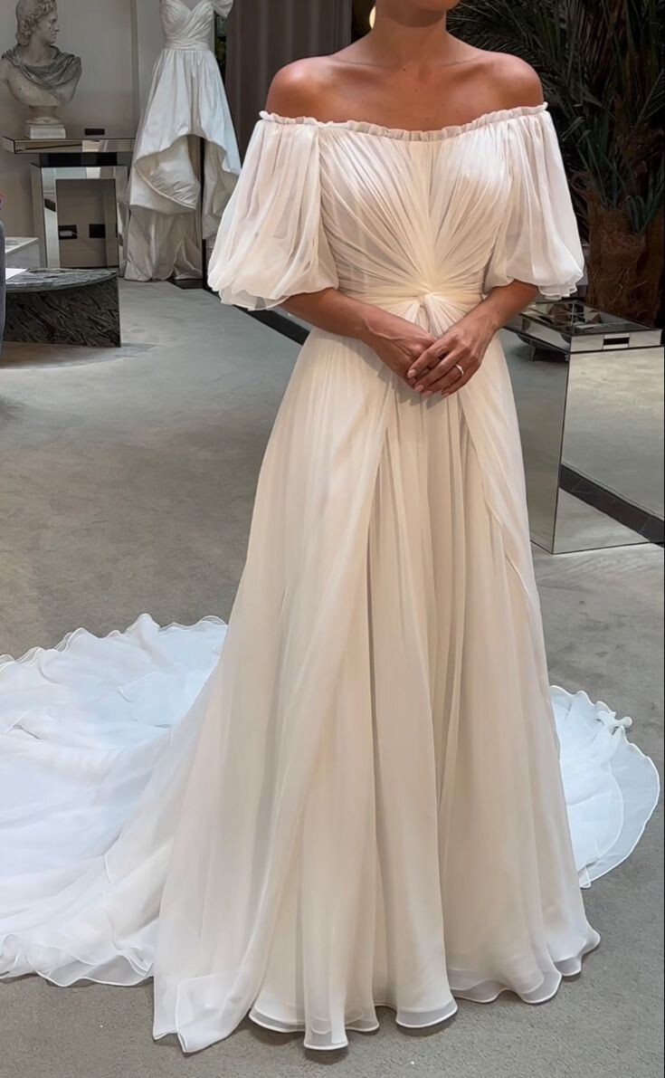Chiffon Wedding Dresses Sweep Train Elegant Bridal Gowns Summer Beach Dress