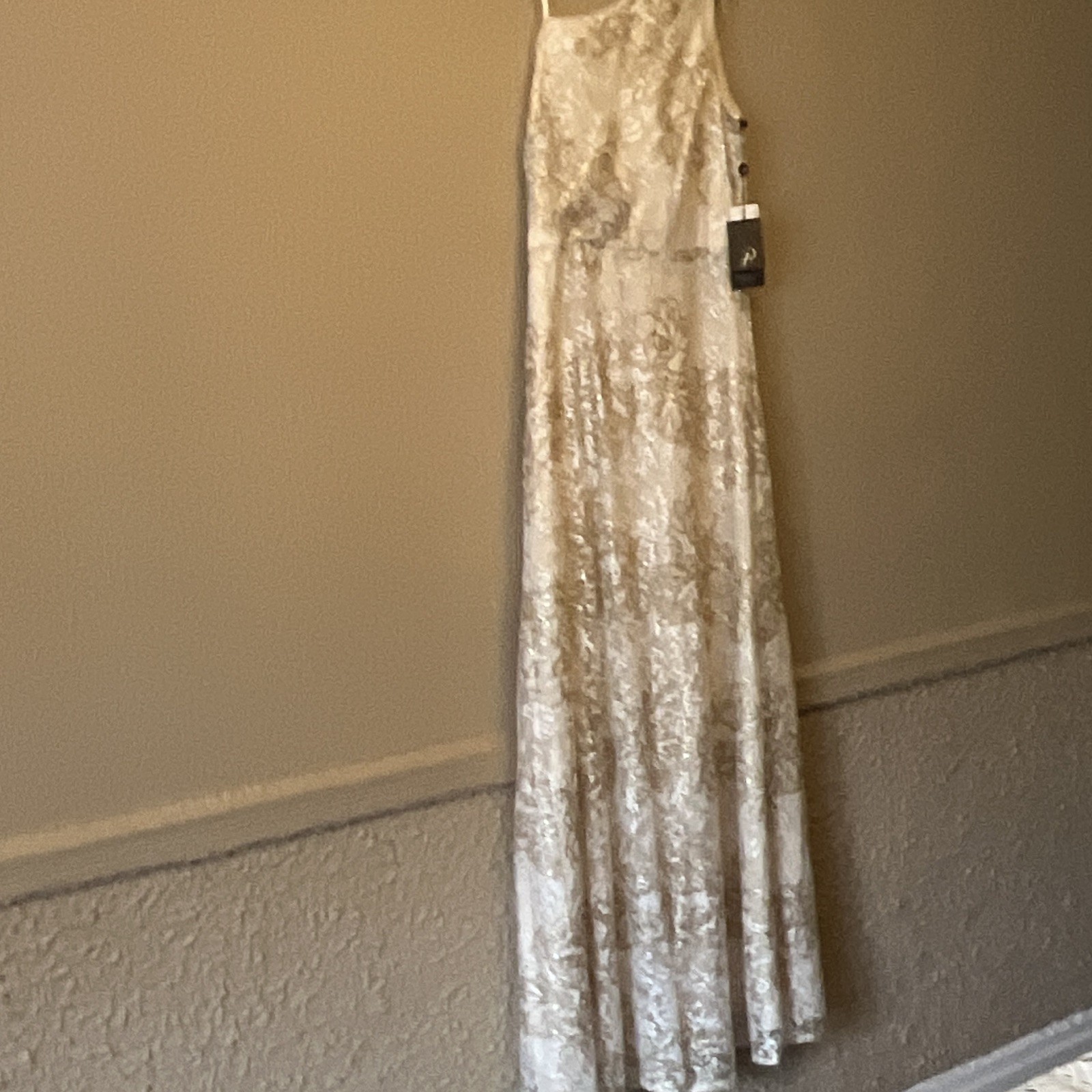 Adrianna Papell Ivory Lace One-Shoulder Sleeveless A-Line Full-Length Dress