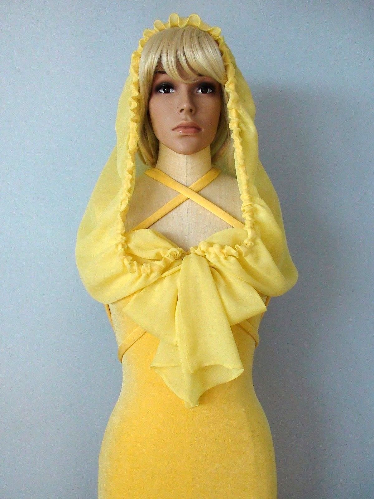 Unique Wedding Honeymoon Yellow Dress Scarf Veil Size One
