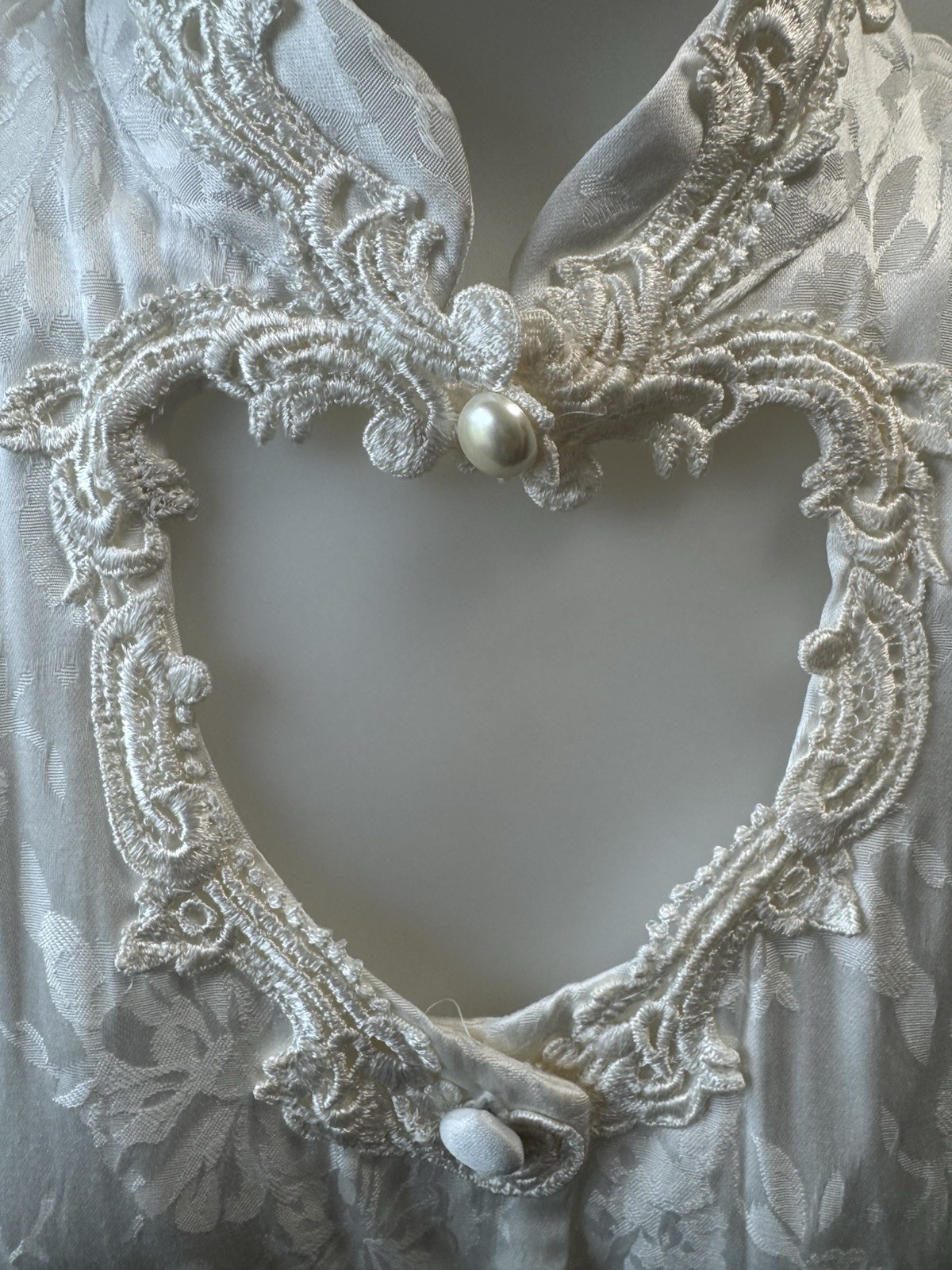 VTG Sarah Richards Lovercore Heart Cutout Dress Bridal Floral Jacquard Corset 5