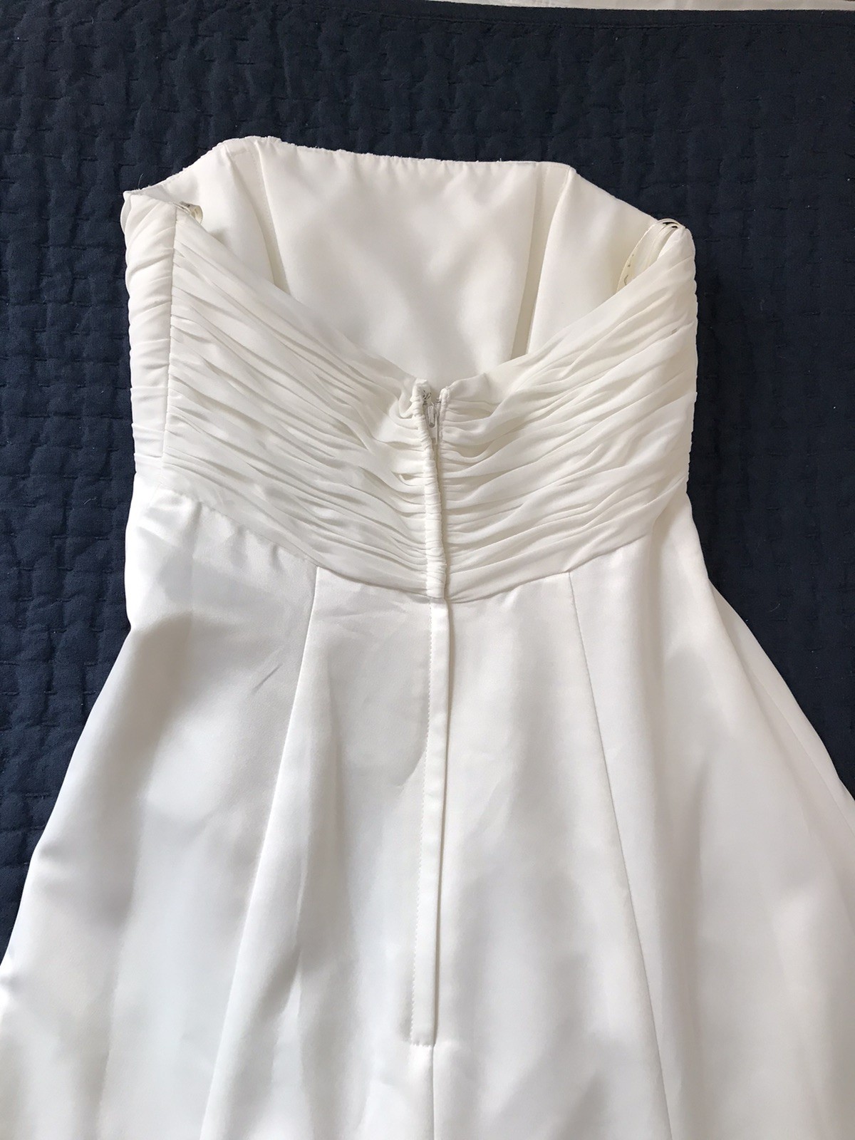 Galina Ivory Strapless Wedding Dress Satin Pleat Top Size 4 Court Train