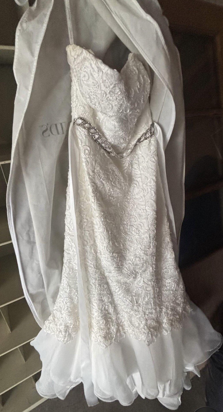Galina Signature Strapless Mermaid Davids Bridal Wedding Dress 14 Lace Swg400