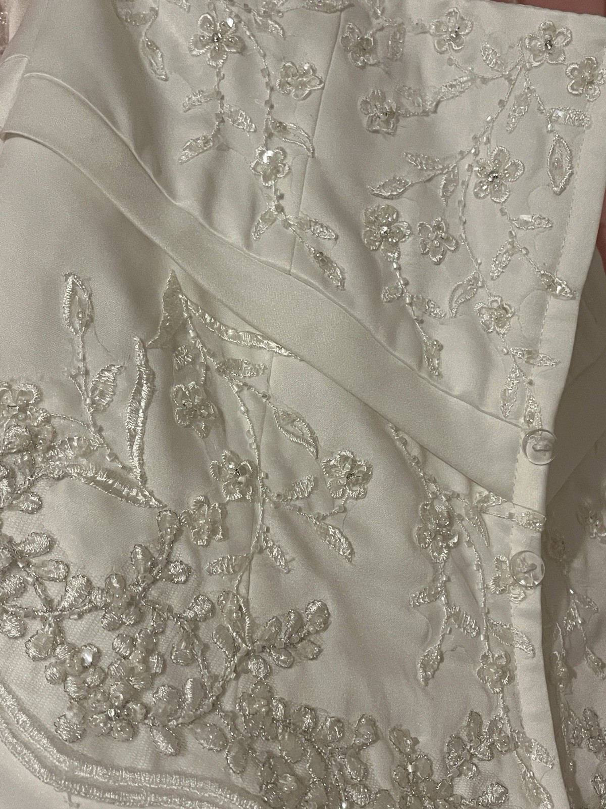 Short brides! Eden Bridals Halter V-Neck Beaded A-line Train Dress Sz 14 altered