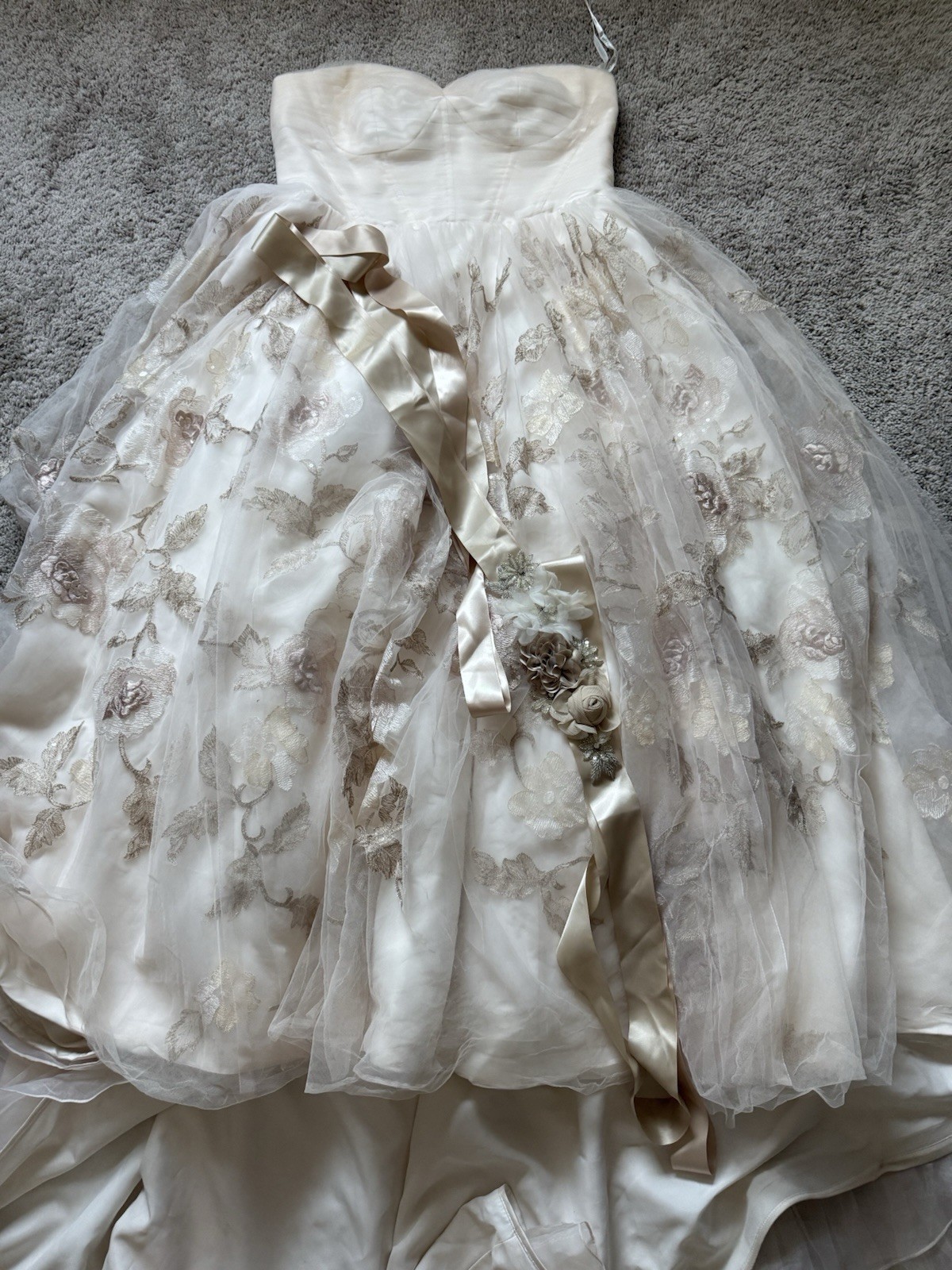 Champagne Blush Oleg Cassini Strapless Wedding Dress Size 16W