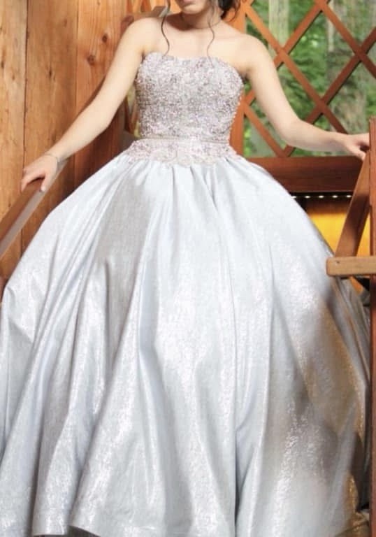 Sweetheart Beaded Sleeveless Princess Ball Gown Wedding Dress White/Silver
