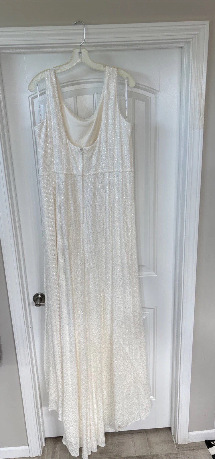 David’s Bridal Sequin A-line Scoop-Back Sequin Wedding Dress In Ivory