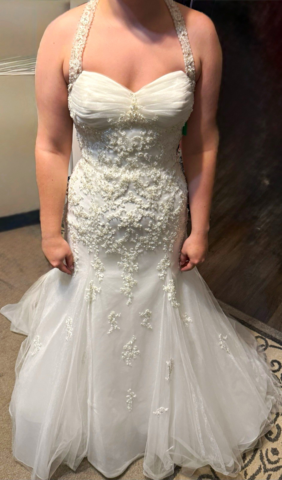 Anjolique Ivory Sweetheart Sleeveless Mermaid Wedding Dress Size 10 Train