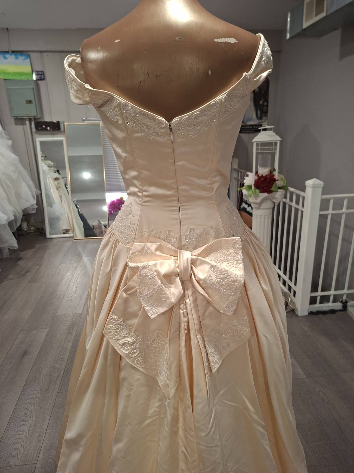 Amalia Carrera Champagne Satin BallGown