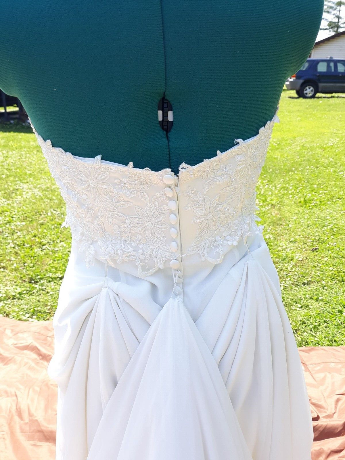 Ginnis by Montique Chiffon Boho Beach Wedding Dress Halter REDUCED!!