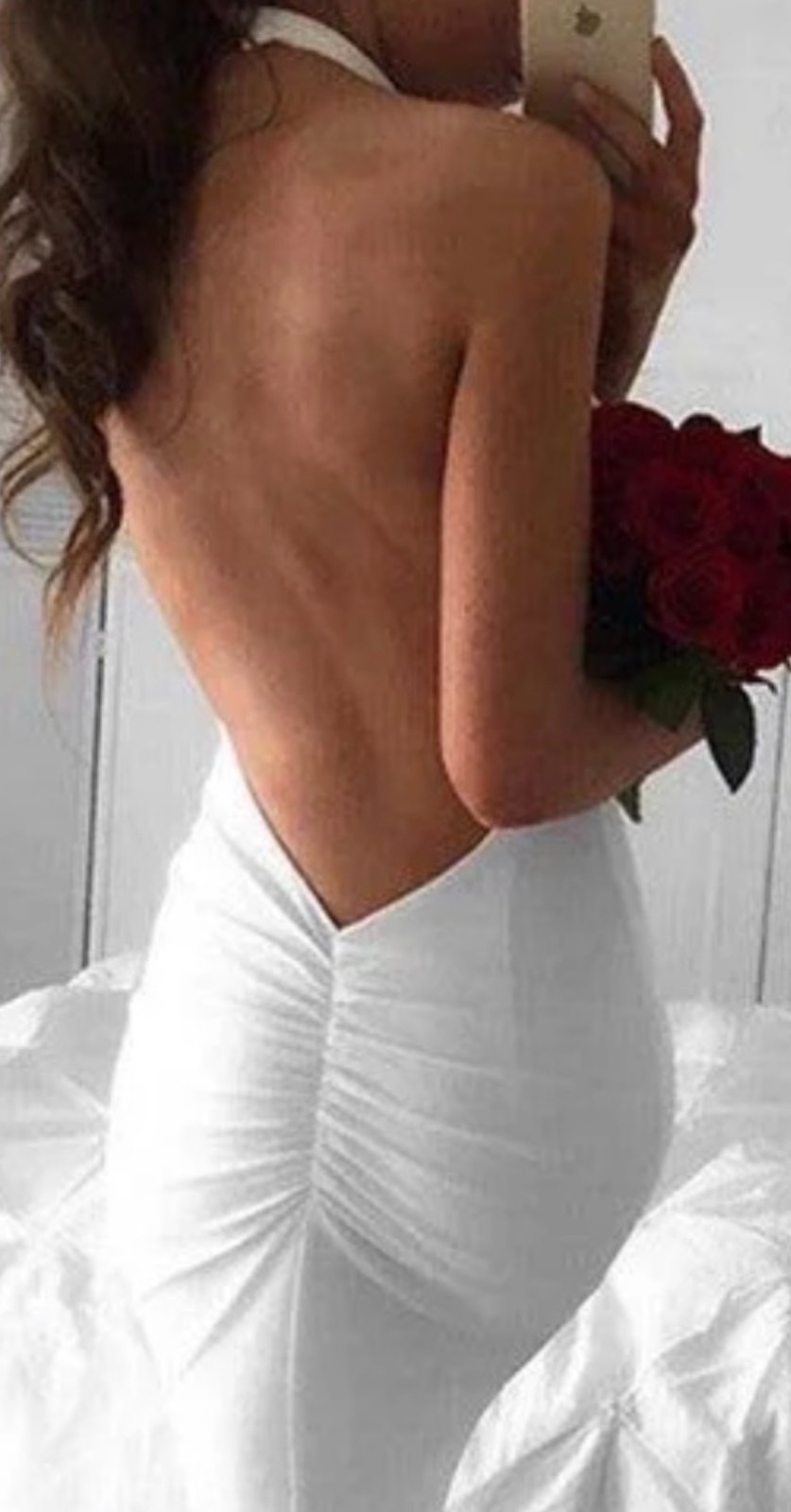 Stunning, low back mermaid wedding gown with deep V neck MISSACC