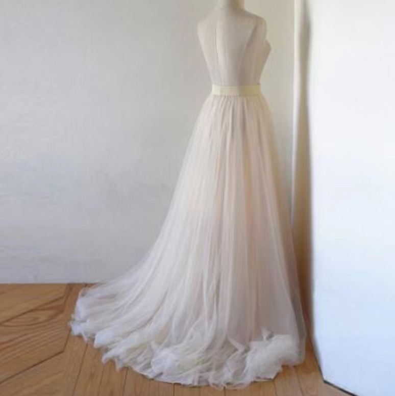 Long Beach Wedding Removables Skirt Side Slit High Waist Women Detachable Train