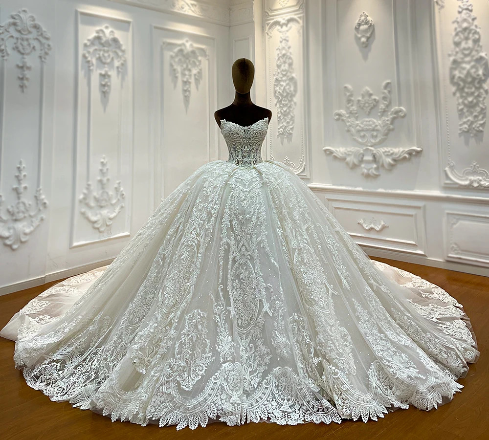 Customized NS5001 Amanda Novias Strapless Lace Bridal Dress Elegant