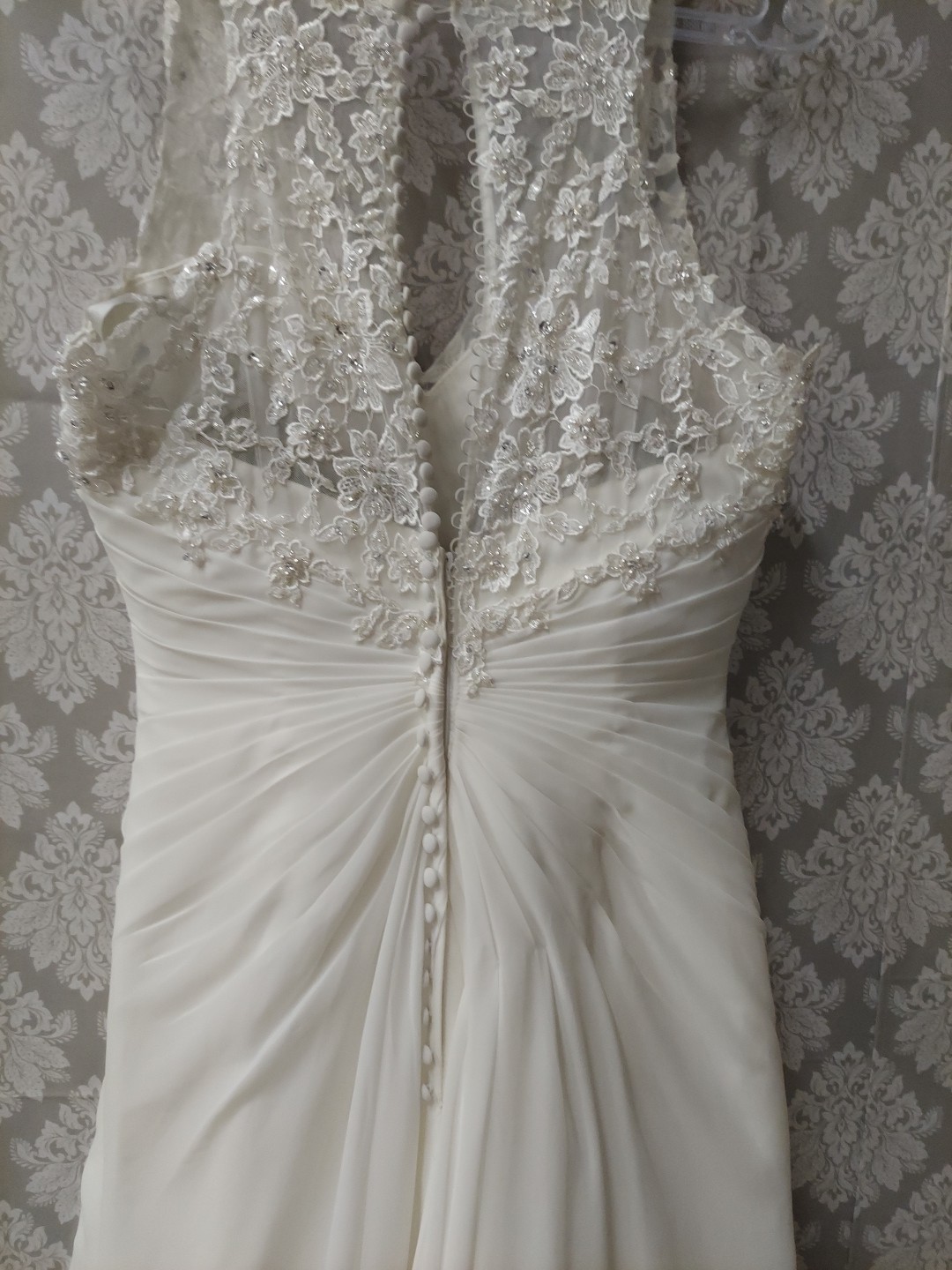 **Marys Beaded Breast Shoulder Strap Pleated Torso Chefanne White Closed…**