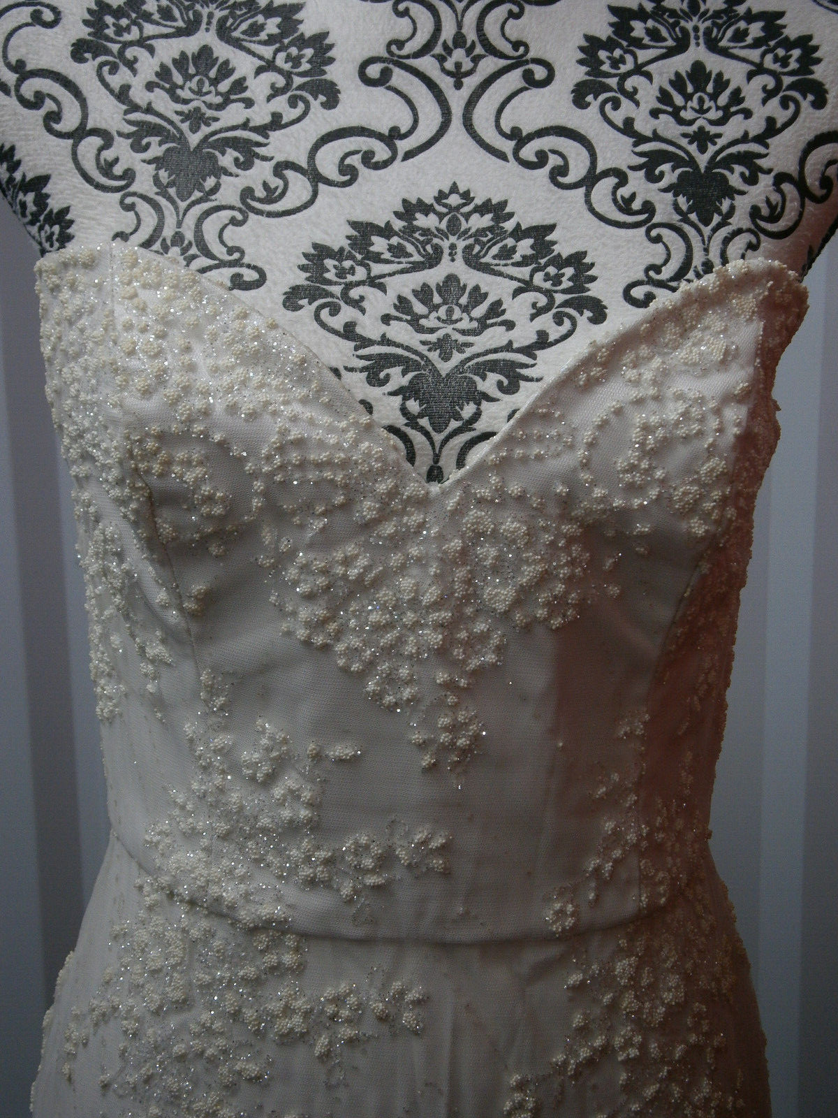 Tara Keely Hayden 2659 Wedding Dress Gown 8-12 Off-White Tulle Sparkle Open Back