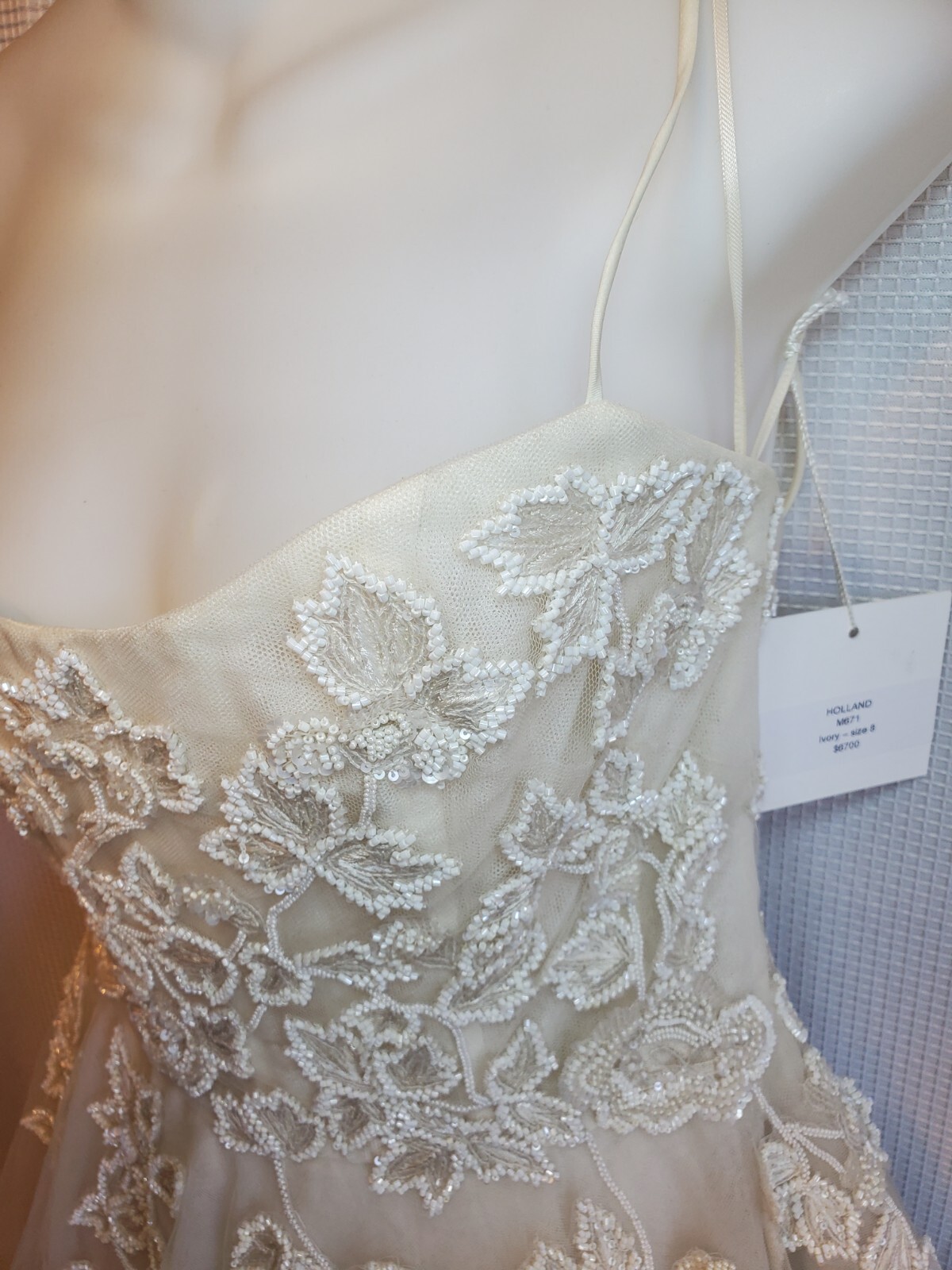 Nouvelle Amsale Hand Beaded Tulle Embellished Ivory Wedding Dress Size 8 $6700
