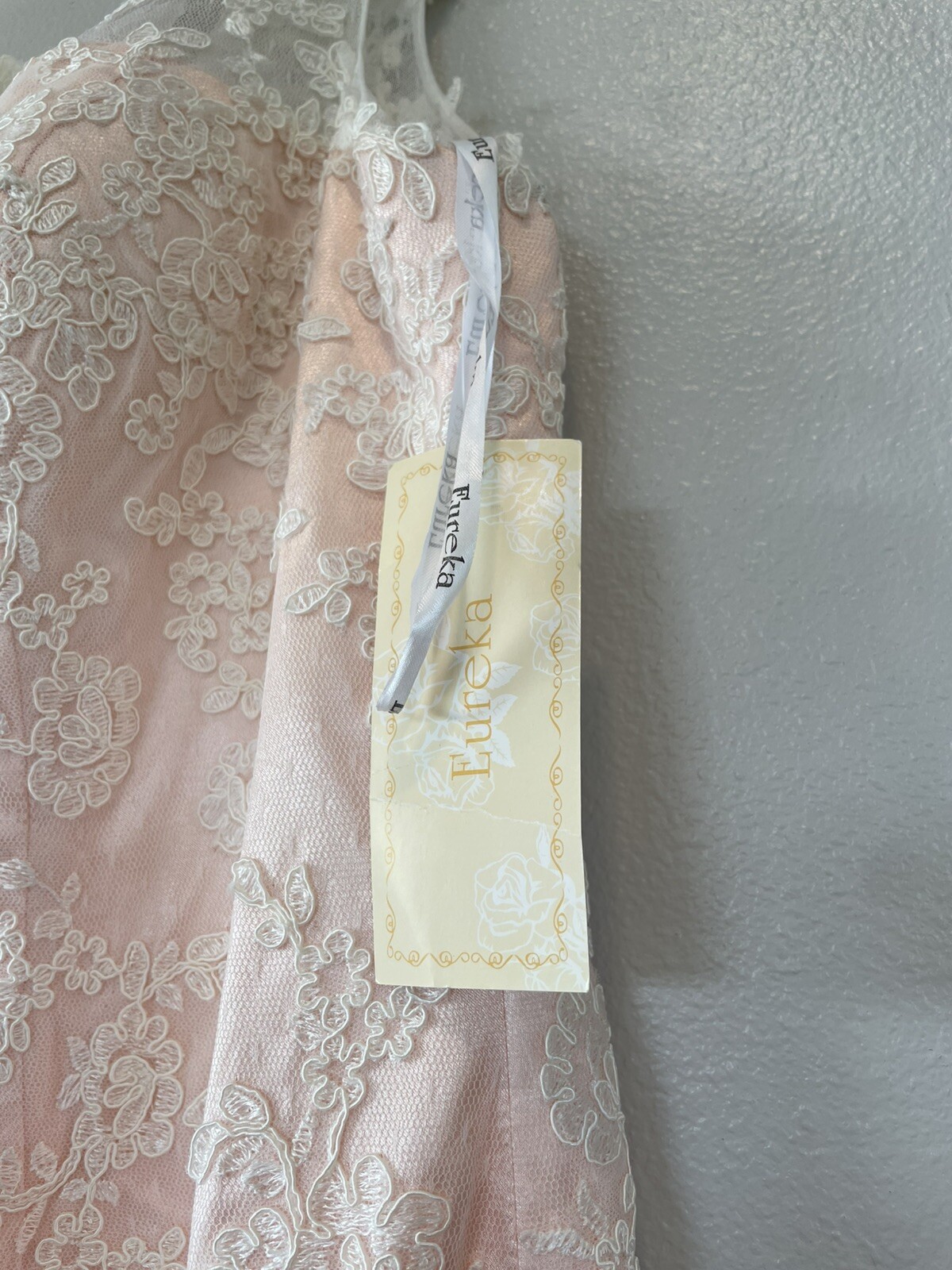 Eureka Wedding Dress Women’s 3XL New With Tags Pink/White Lace Tulle Style 3510