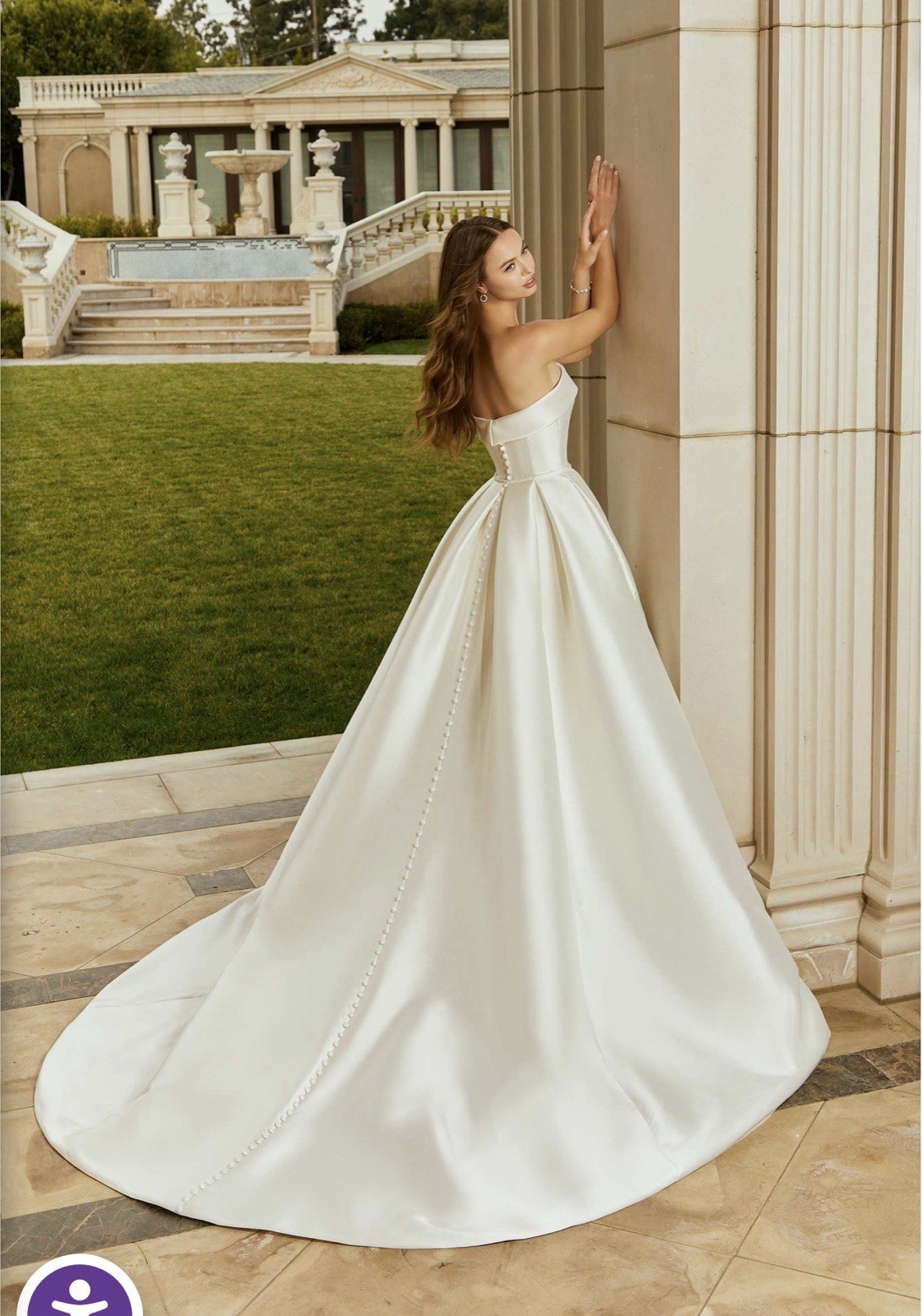 Morilee Ivory Strapless Satin Wedding Dress fit & flare with overskirt (Size 6)