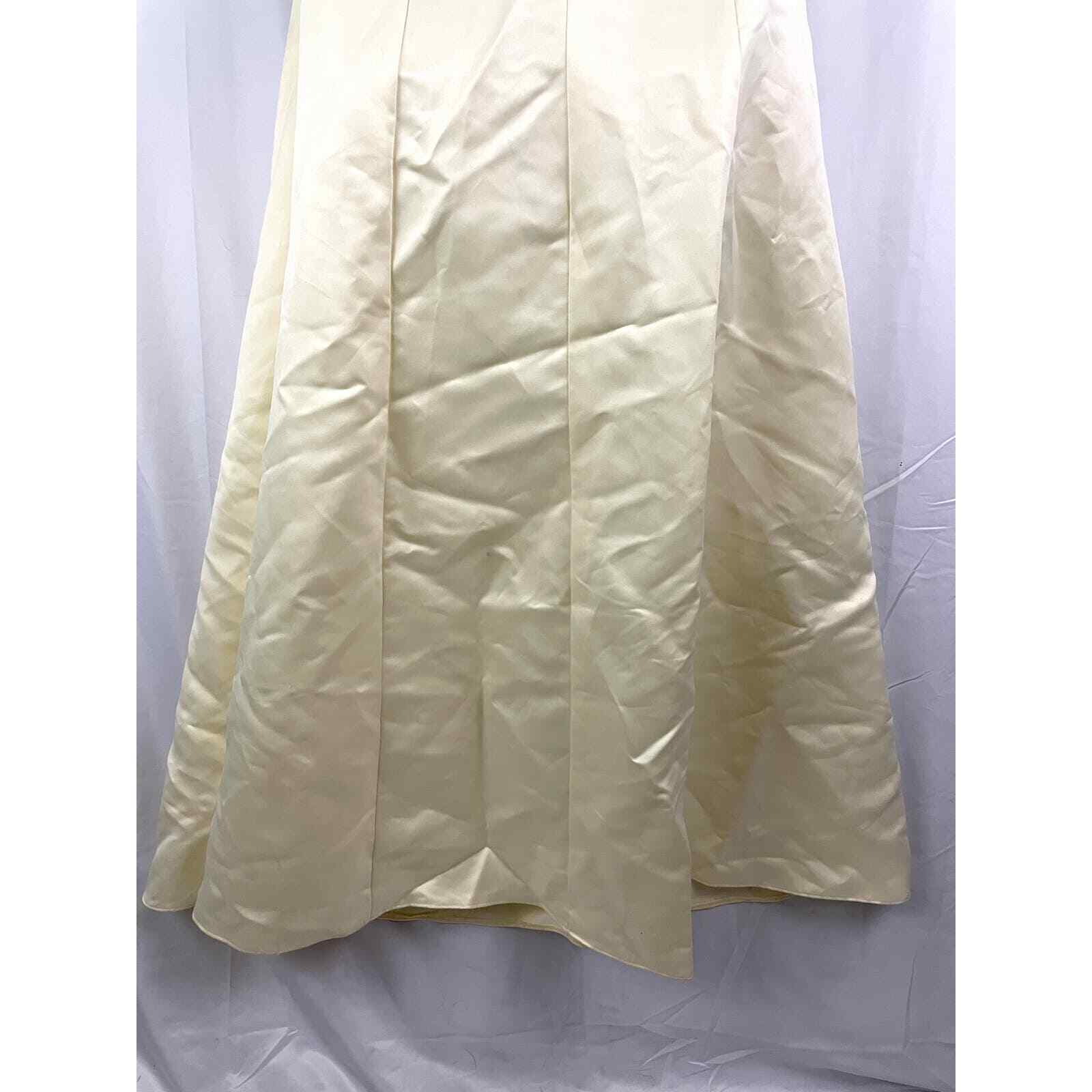 Jessica McClintock Off Shoulder Champagne Satin Wedding Gown Dress Sz 10 Beaded