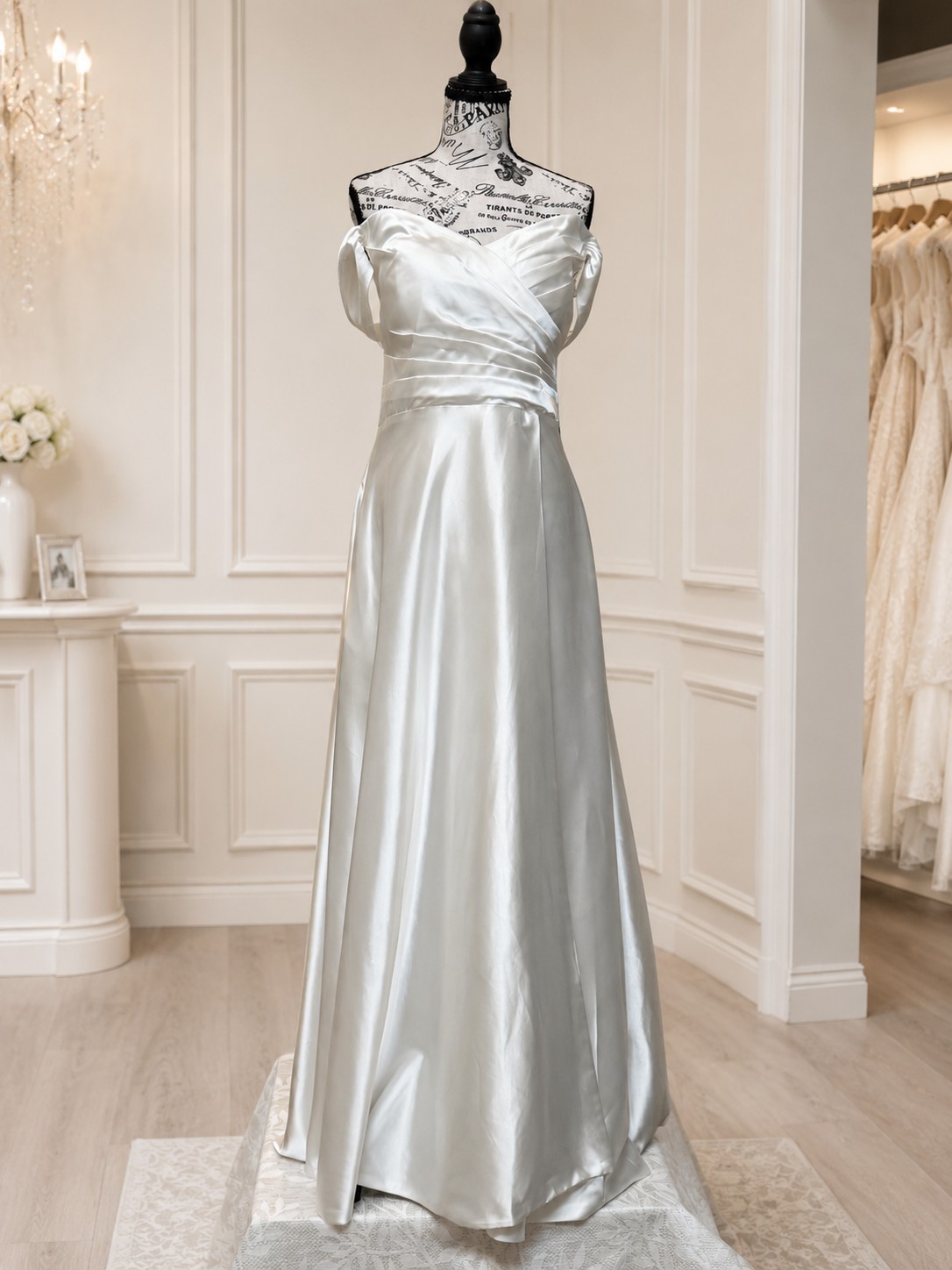 WG019 Size 16 White Satin Off-Shoulder Corset A-Line Wedding Gown NWT