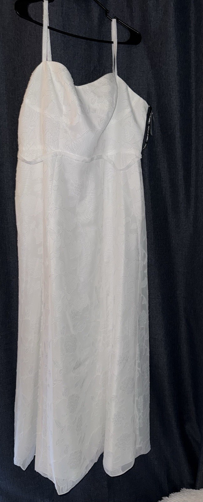 David’s Bridal Soft White Spaghetti Strap Jacquard A-Line Dress 18W NWT