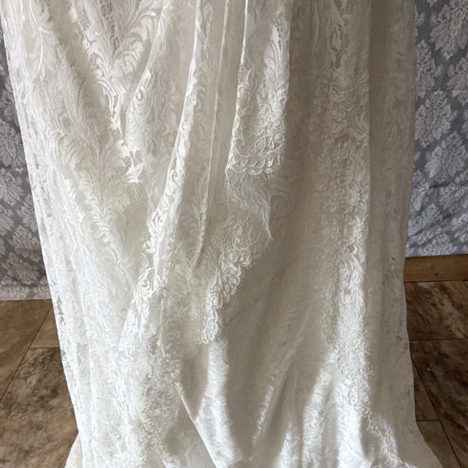 Mary’s Ivory Lace Beaded A-Line Wedding Dress Buttons Back Size 16 Lot#6