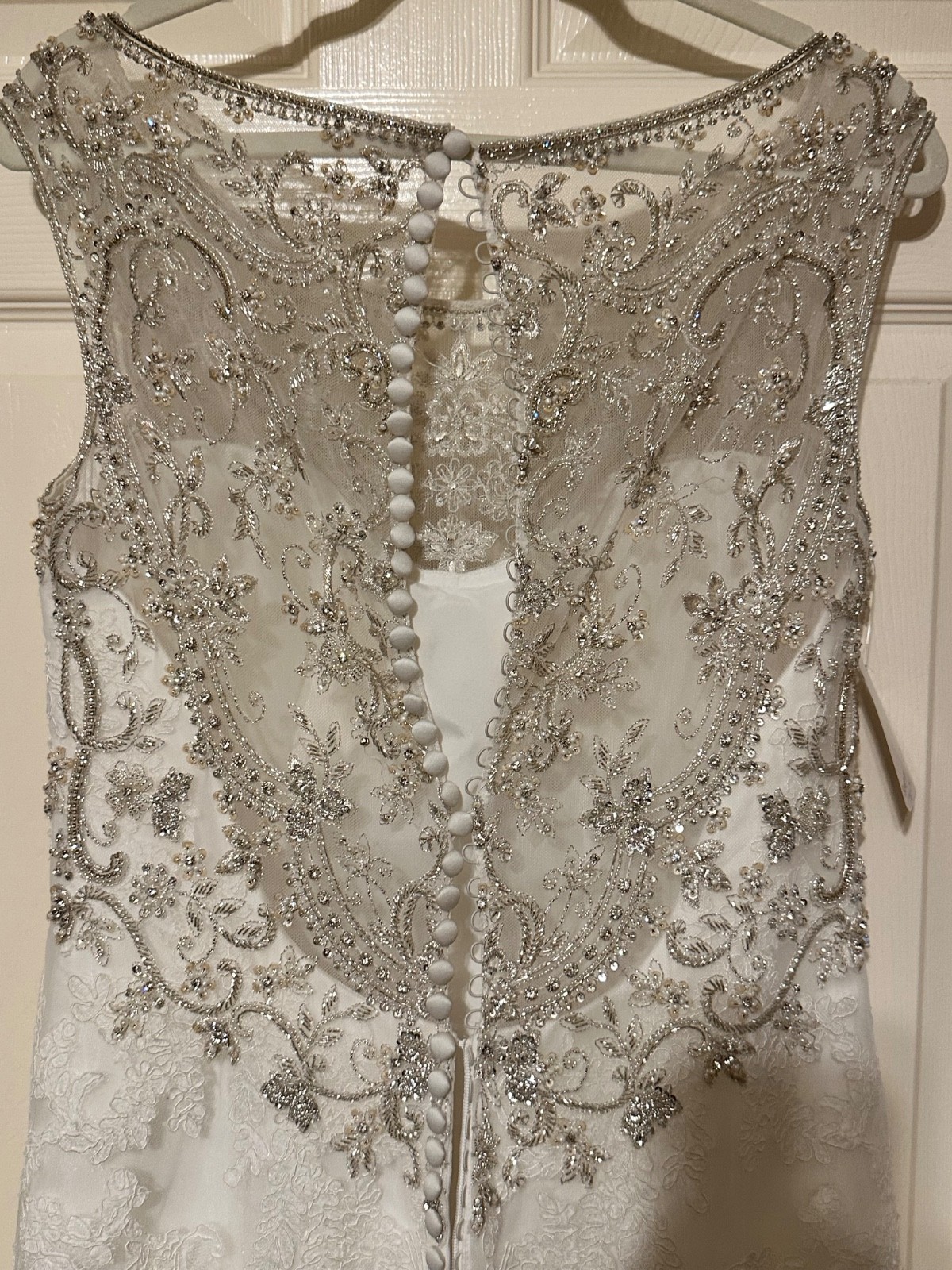 Casablanca Bridal Full A-line gown with non-beaded lace appliqués Size 14 $750