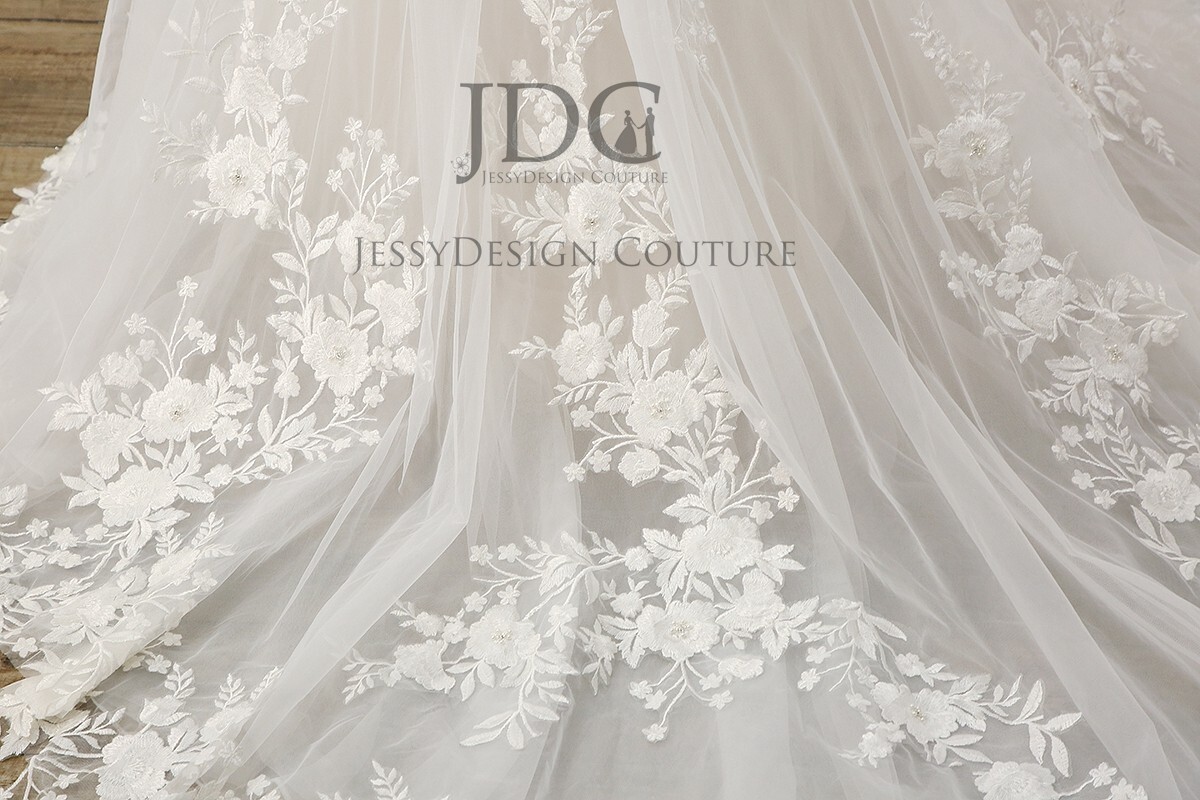 Luxurious Beaded Floral Lace Wedding Dress Bridal Gown 2-28W Custom made Pearls