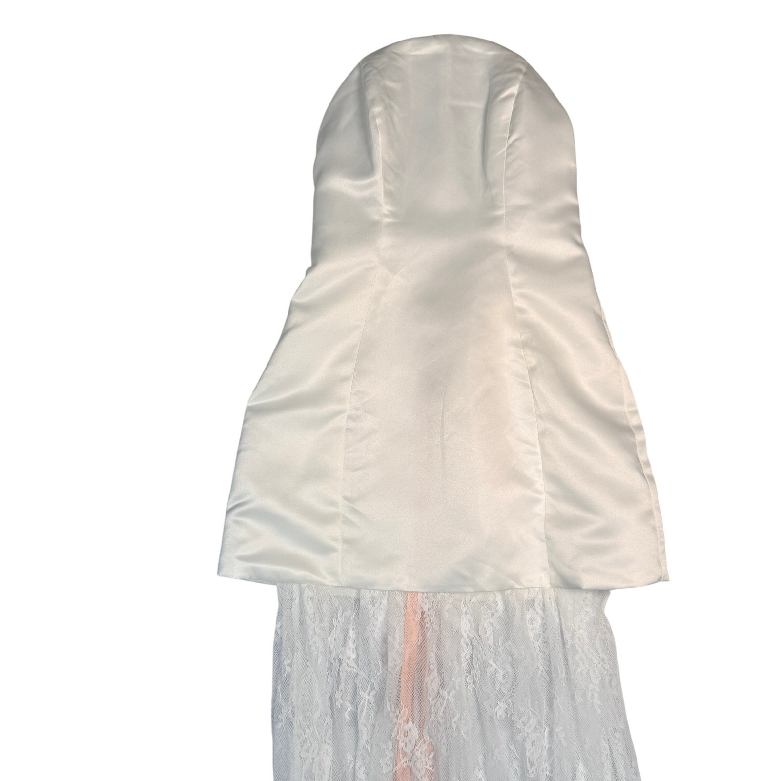 Lulus Winslet White Satin Sheer Hem Strapless Maxi Dress Satin & Lace Bridal XS