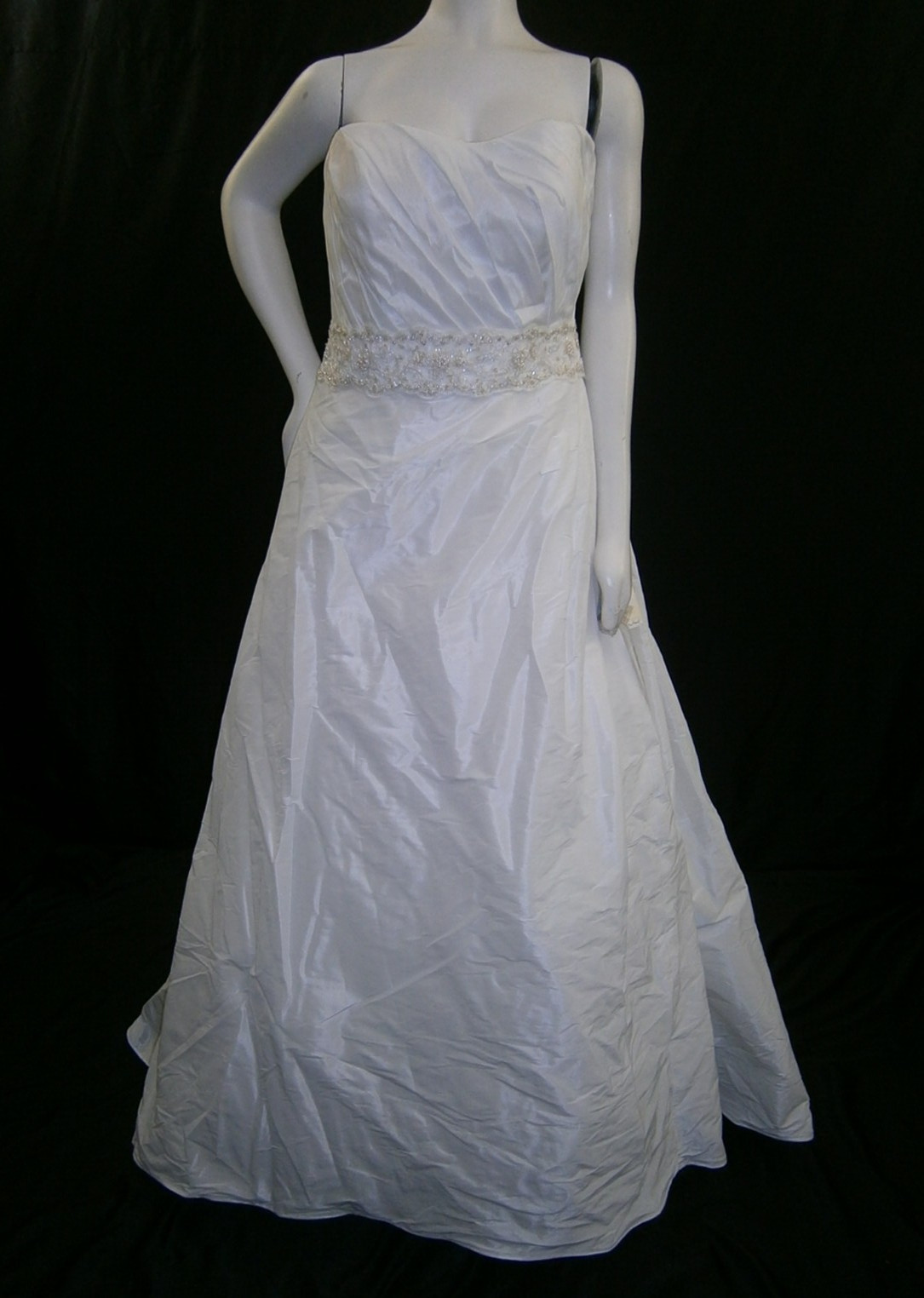Casablanca Sample Wedding Dress Gown 14-16 Ivory Satin Taffeta Beaded Elegant
