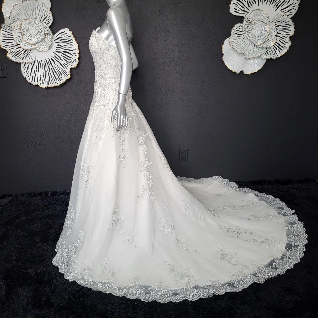 NWT~$1599~DA VINCI~SZ 6~IVORY STRAPLESS EMBELLISHED BALL GOWN WEDDING DRESS