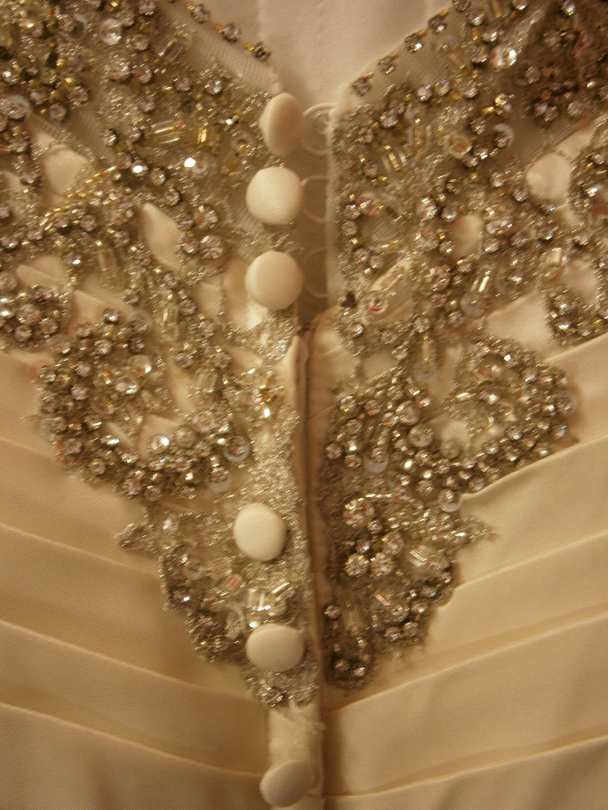 Allure 9204 Wedding Dress 8 Ivory Ball gown Satin Crystal Straps Buttons Back