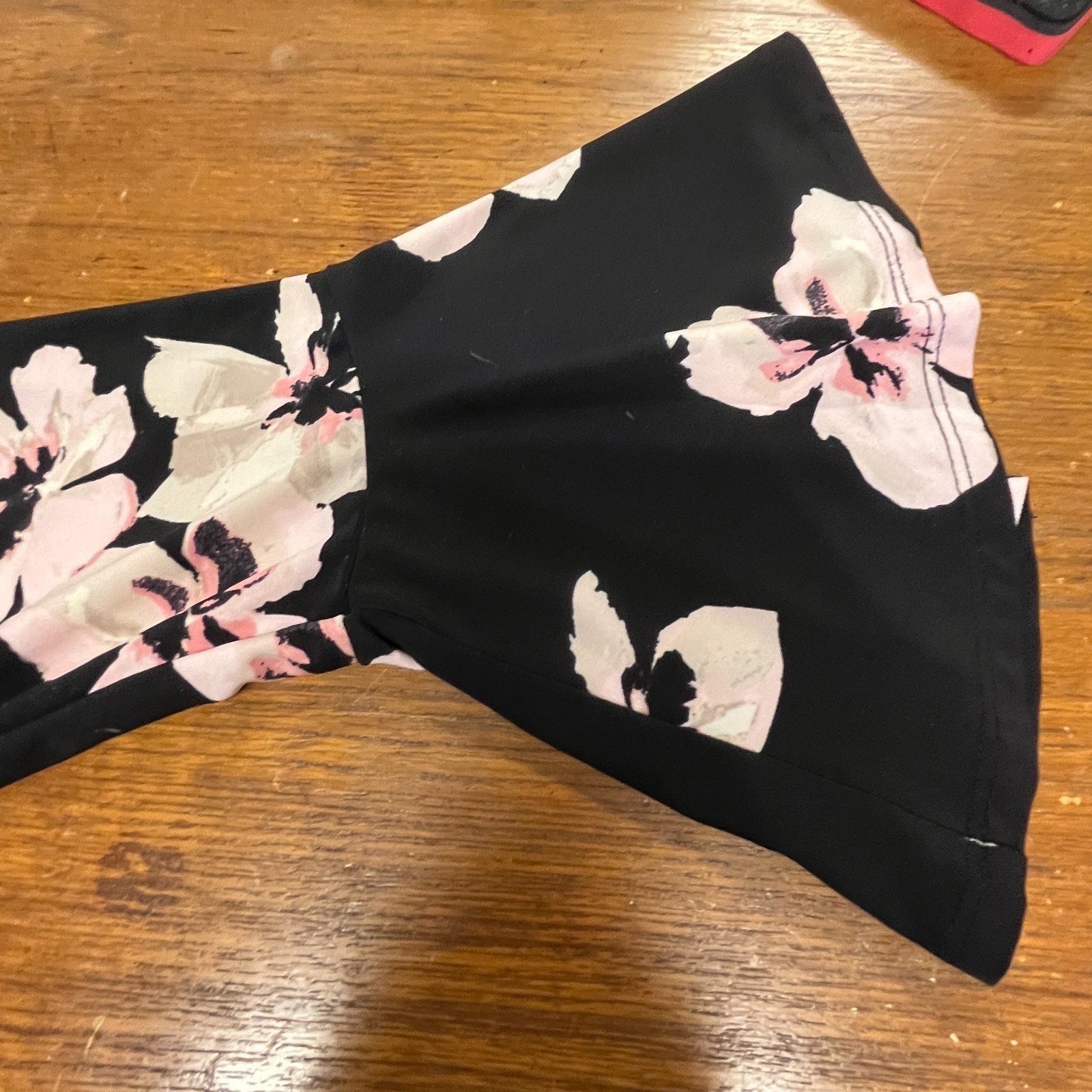 Black Pink Floral Shift Dress Size 12 Bell Sleeve Wedding Guest Cottagecore