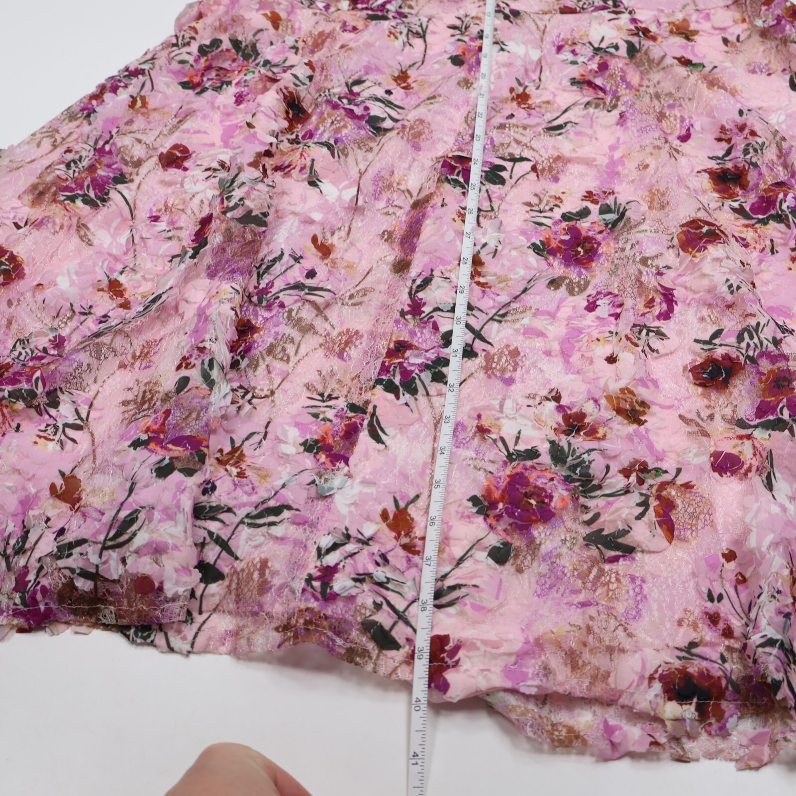 Oleg Cassini Sz 16 Floral V Neck A-Line Wedding Dress Pink