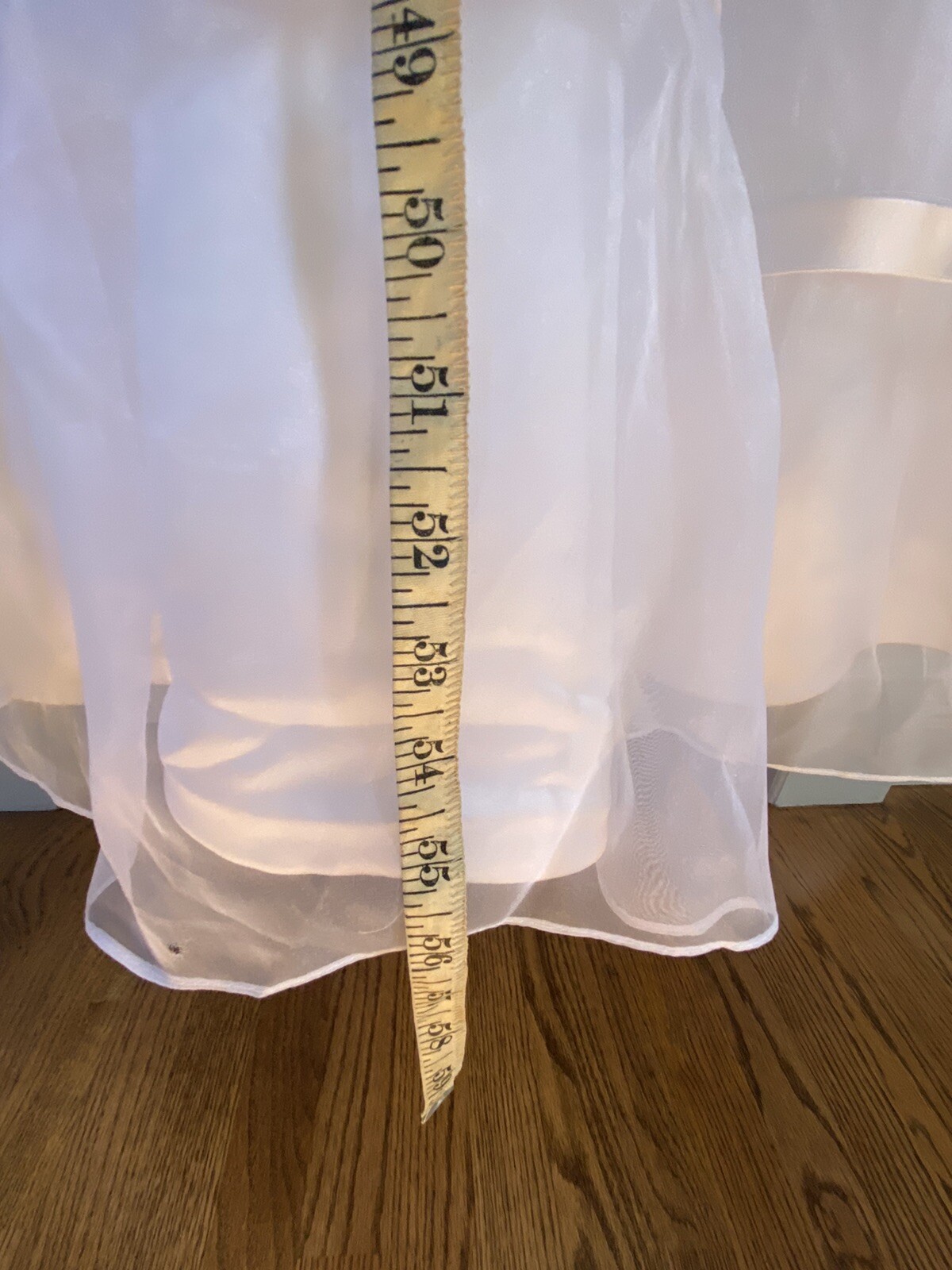 Oleg Cassini White Wedding Dress CWG344 Strapless Beaded Ruffle Satin Tulle Sz 2