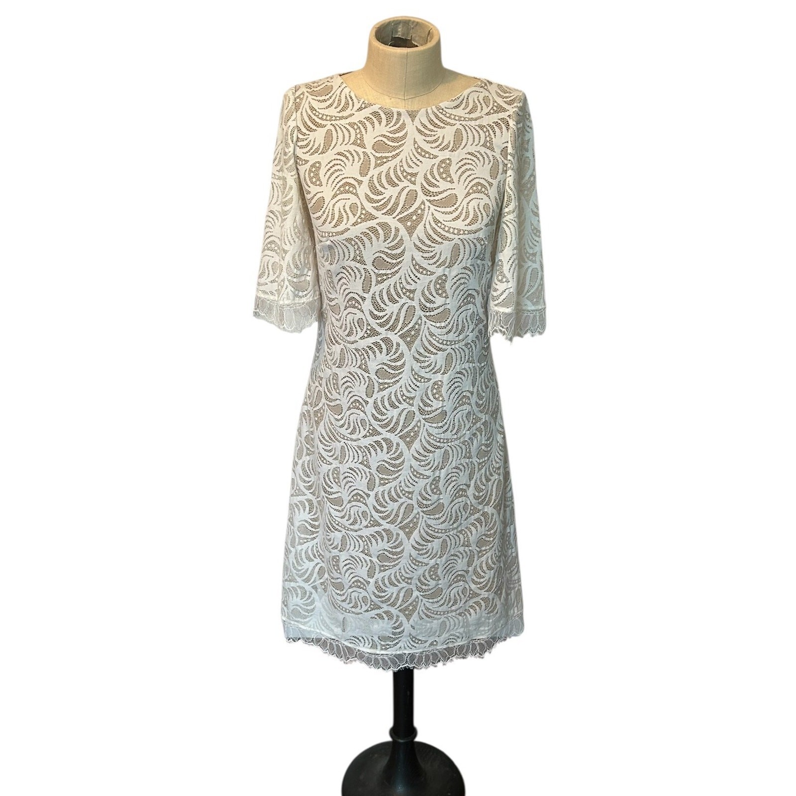 Grace Loves Lace Midi Dress Womens Small White Beige Lined Wedding Australia