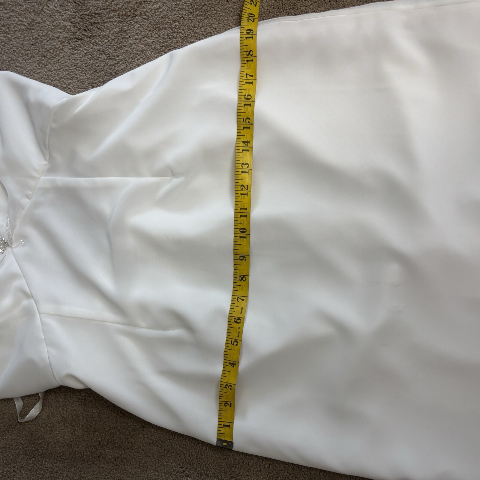Mori Lee White Halter Wedding Dress Sz 14 A-Line Open Back Empire Bridal Gown