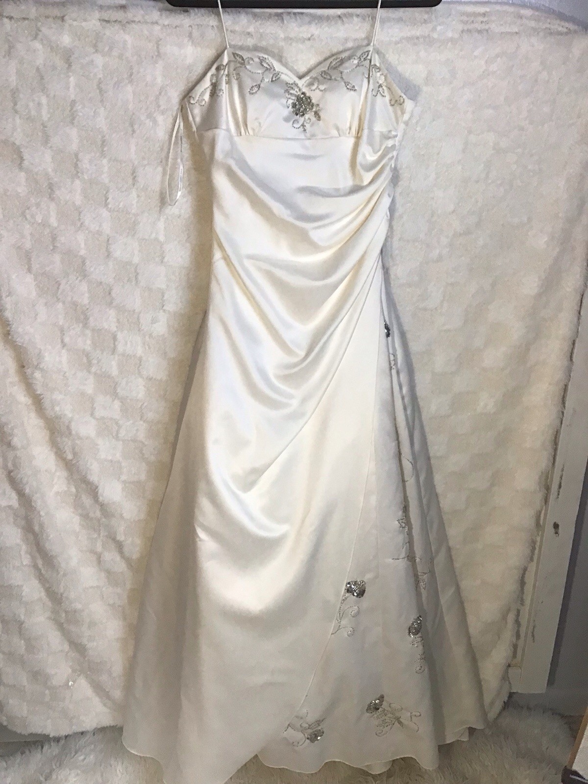 Jodi Kristopher Satin Wedding Dress A Line Gown Wt Silver Sz 5