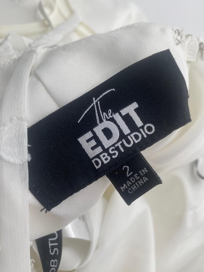 DB Studio Soft White Spaghetti Strap Jacquard A-Line Dress Size 2 David’s Bridal