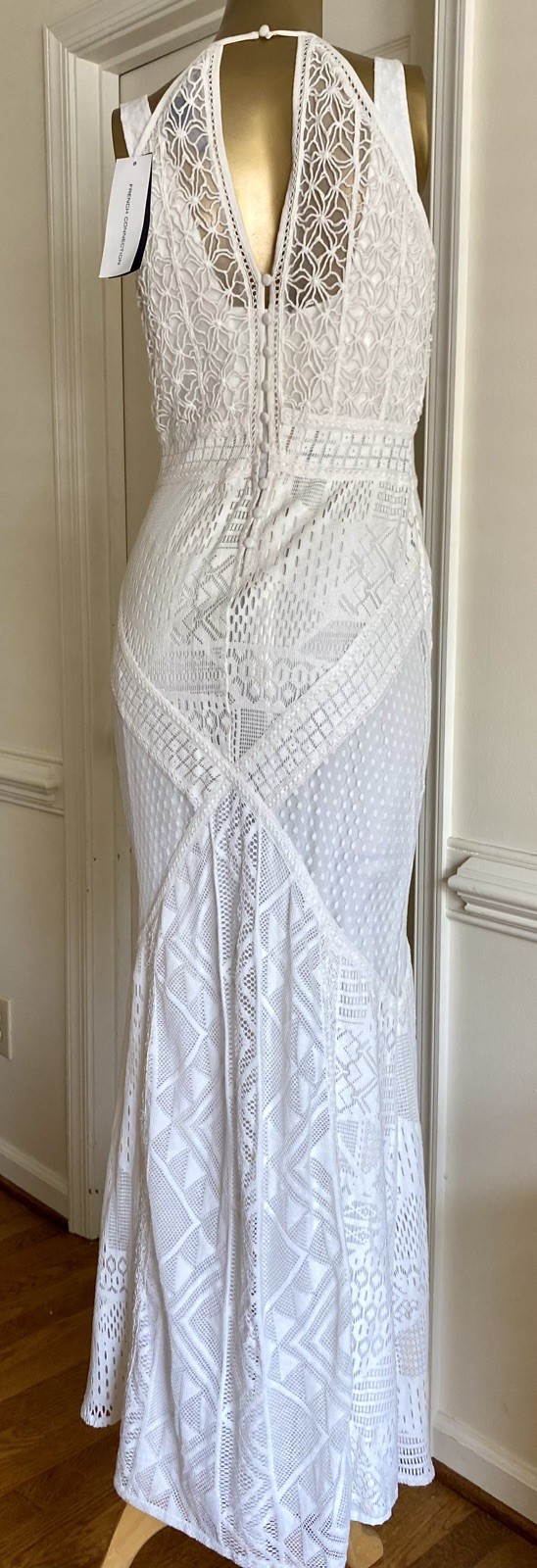 NWT French Connection Rene Lace Boho Beach Bridal Wedding Dress Crochet Size 2