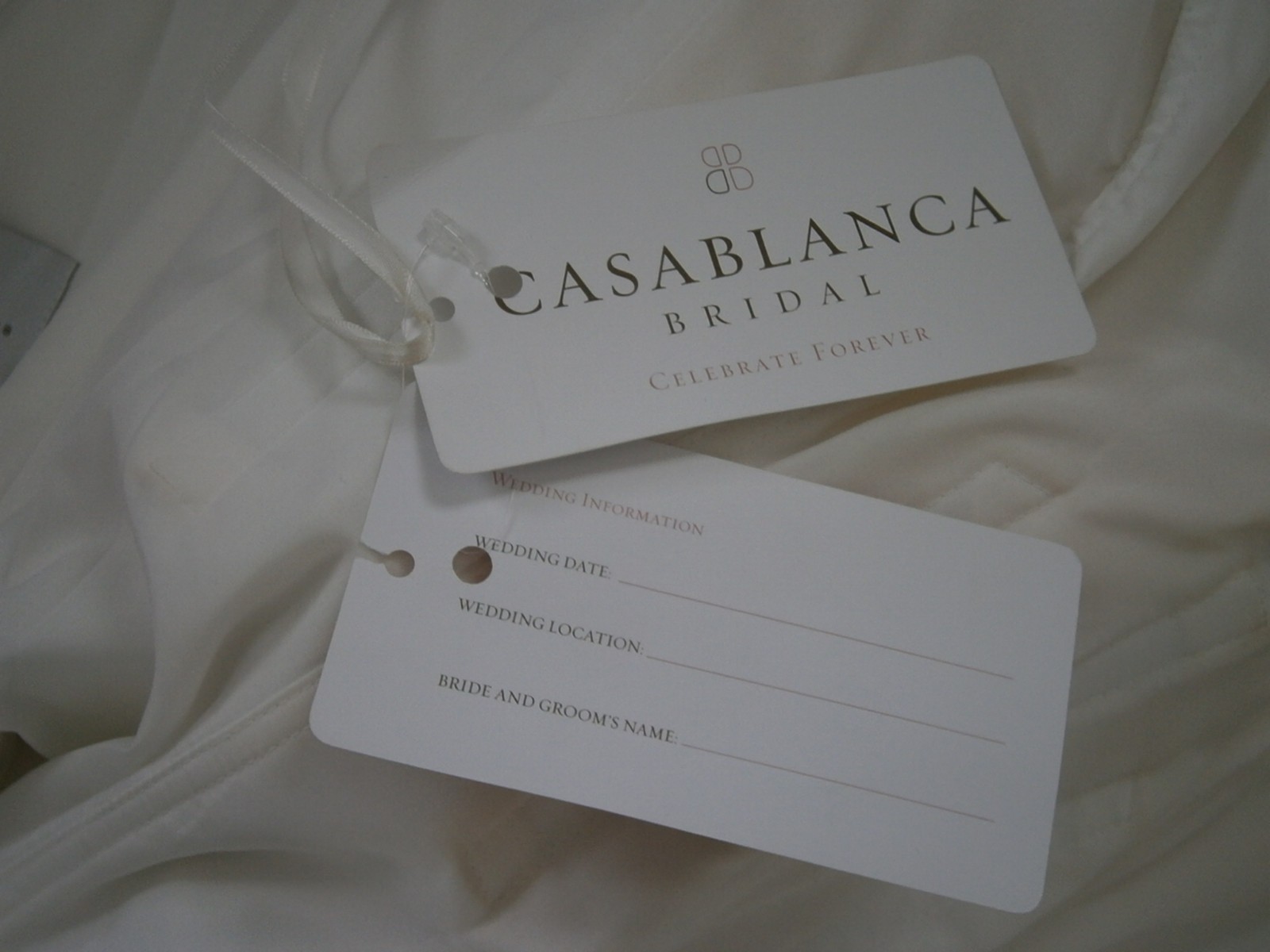 Casablanca 2141 Wedding Dress 12 White Fit & Flare Satin Beaded Illusion Elegant