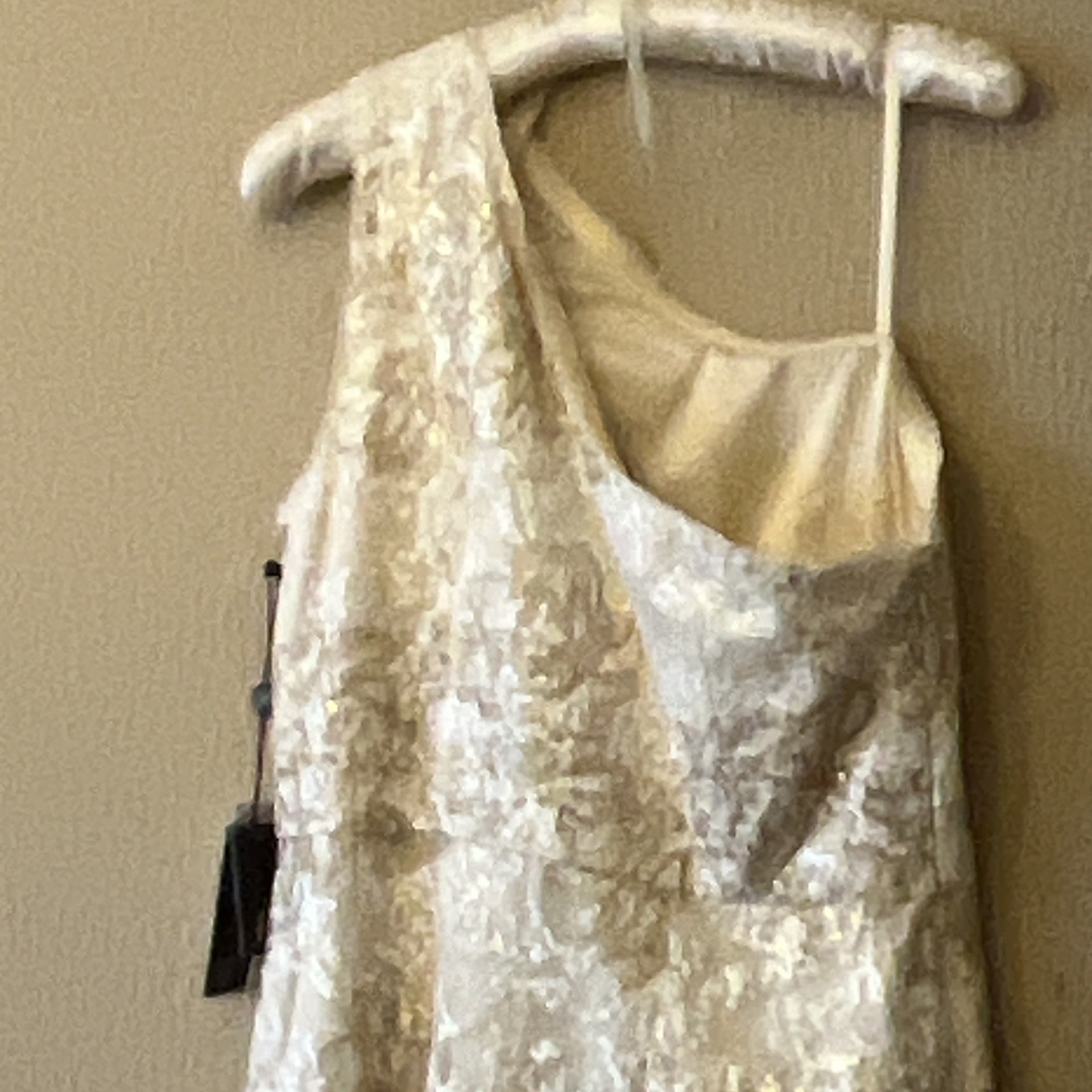 Adrianna Papell Ivory Lace One-Shoulder Sleeveless A-Line Full-Length Dress