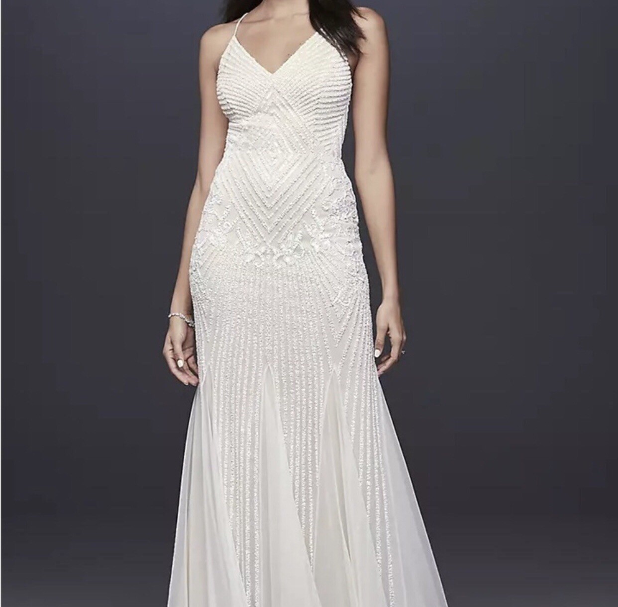 Beaded Wedding Dress • Oyster • Size 10