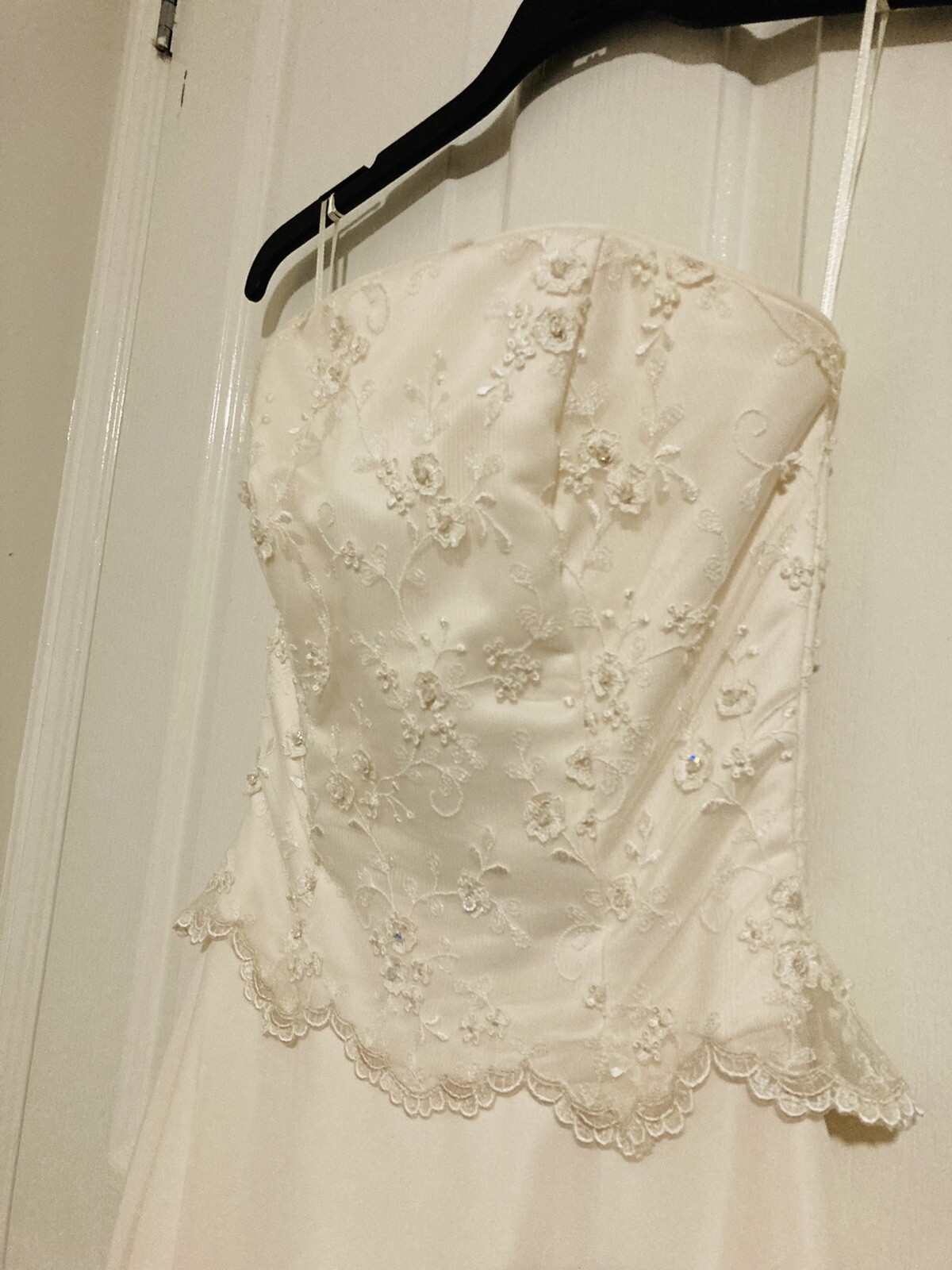 Wedding Dress Champagne Strapless Beaded Bodice Ball Gown Womens Size 8