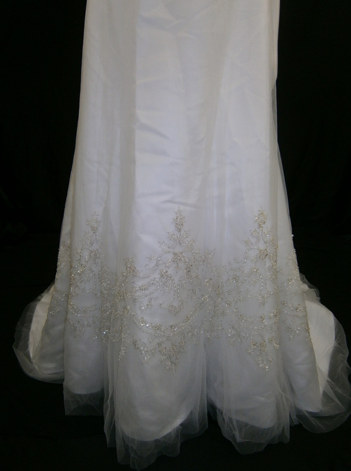 Casablanca Wedding Dress Ball Gown 16-18 White Taffeta Beaded Champagne Elegant